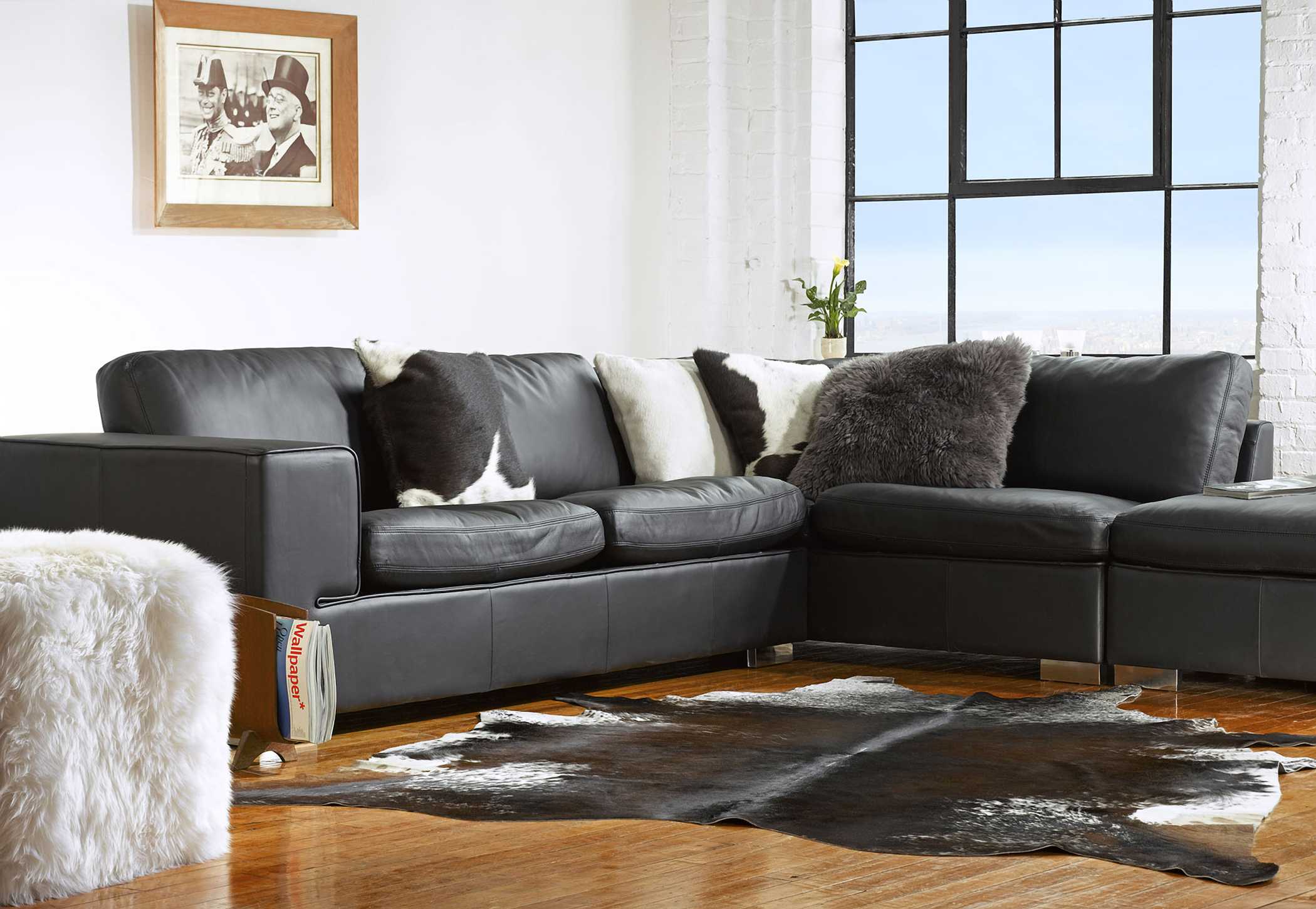 18" x 18" x 5" Chocolate And White Cowhide - Pillow 2-Pack