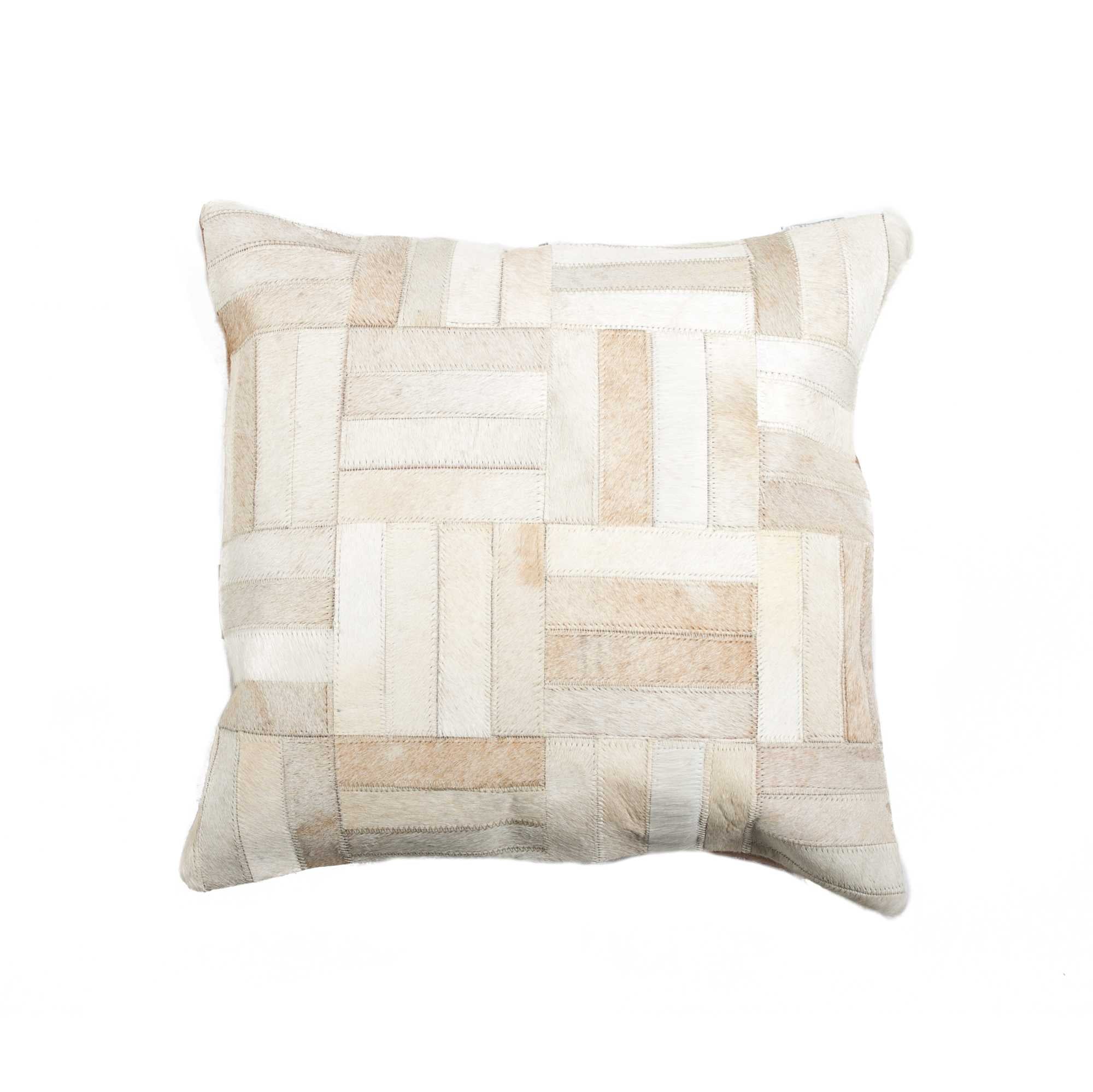 18" x 18" x 5" Natural Parquet Cowhide - Pillow