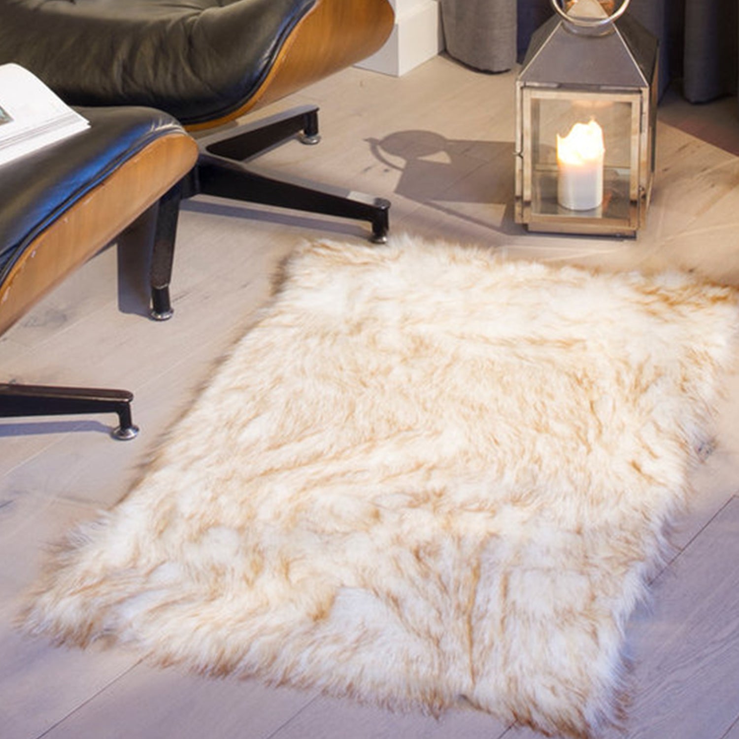 24" x 36" x 1.5" Gradient Brown Faux Sheepskin - Area Rug
