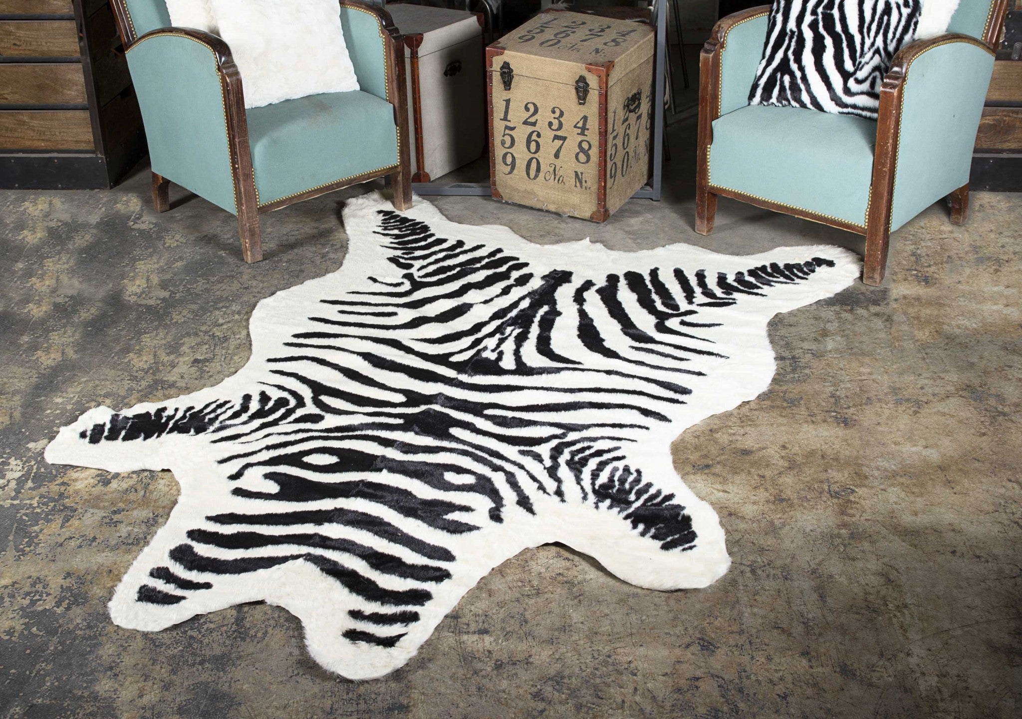 63" x 90" Zebra Black And White Faux Hide - Area Rug