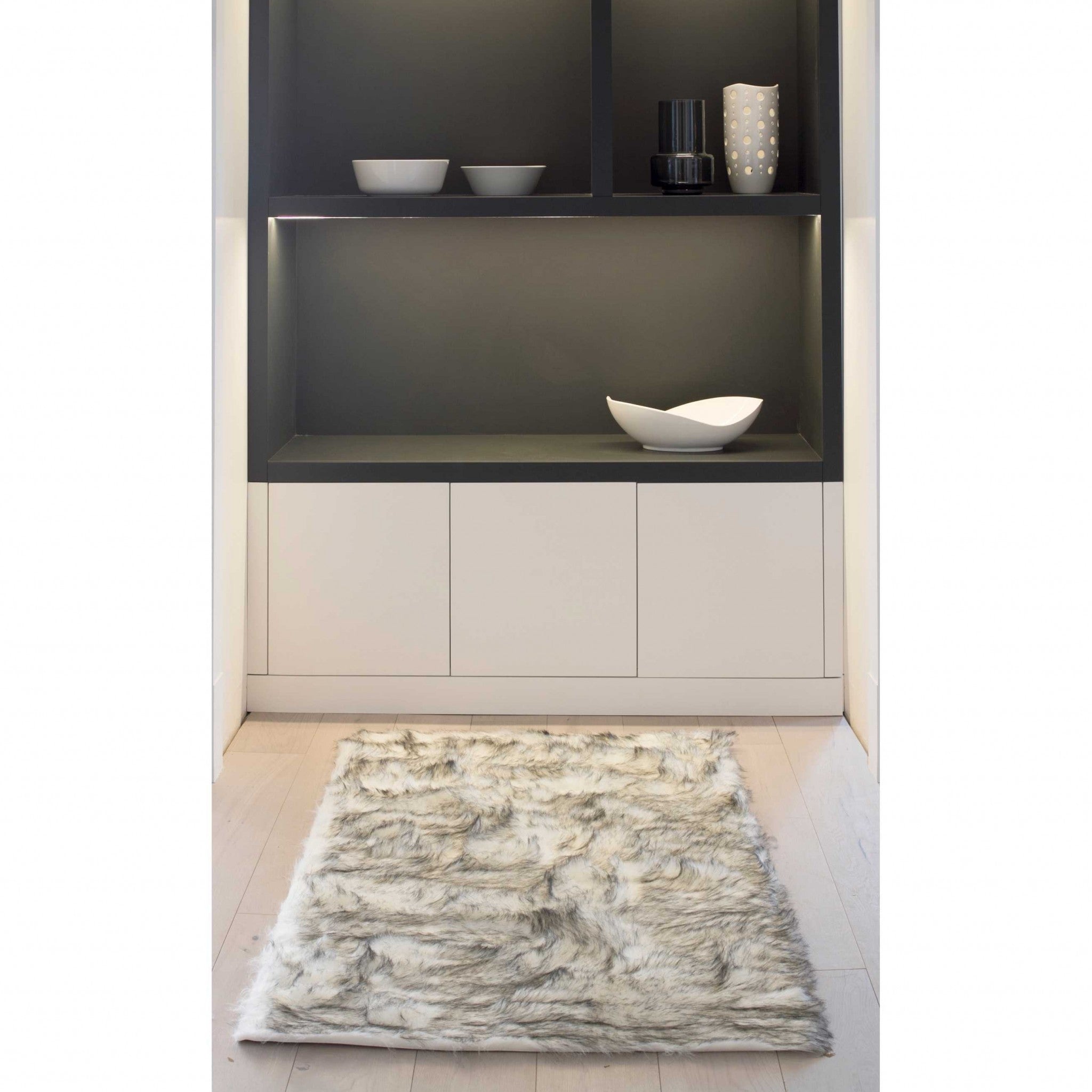 36" x  60" Gradient Gray, Rectangular, Faux Fur - Area Rug