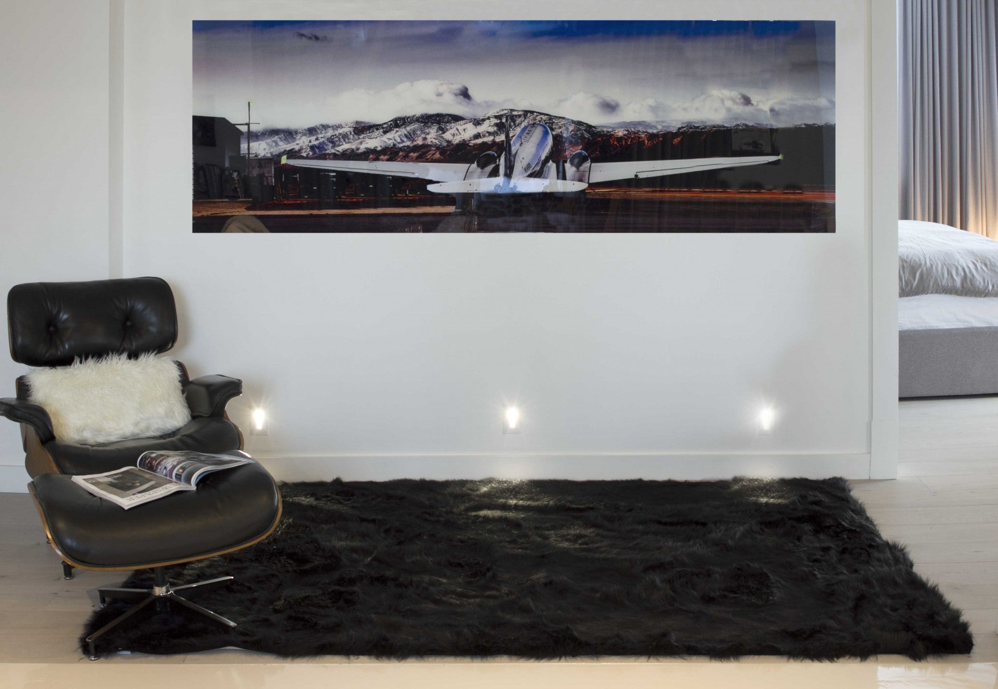 60" x 96" Black, Sheepskin - Rug/Throw