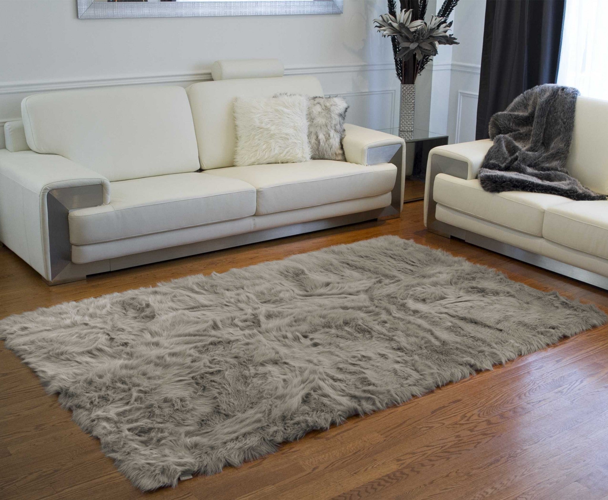 60" x 96" Gray, Sheepskin - Rug/Throw