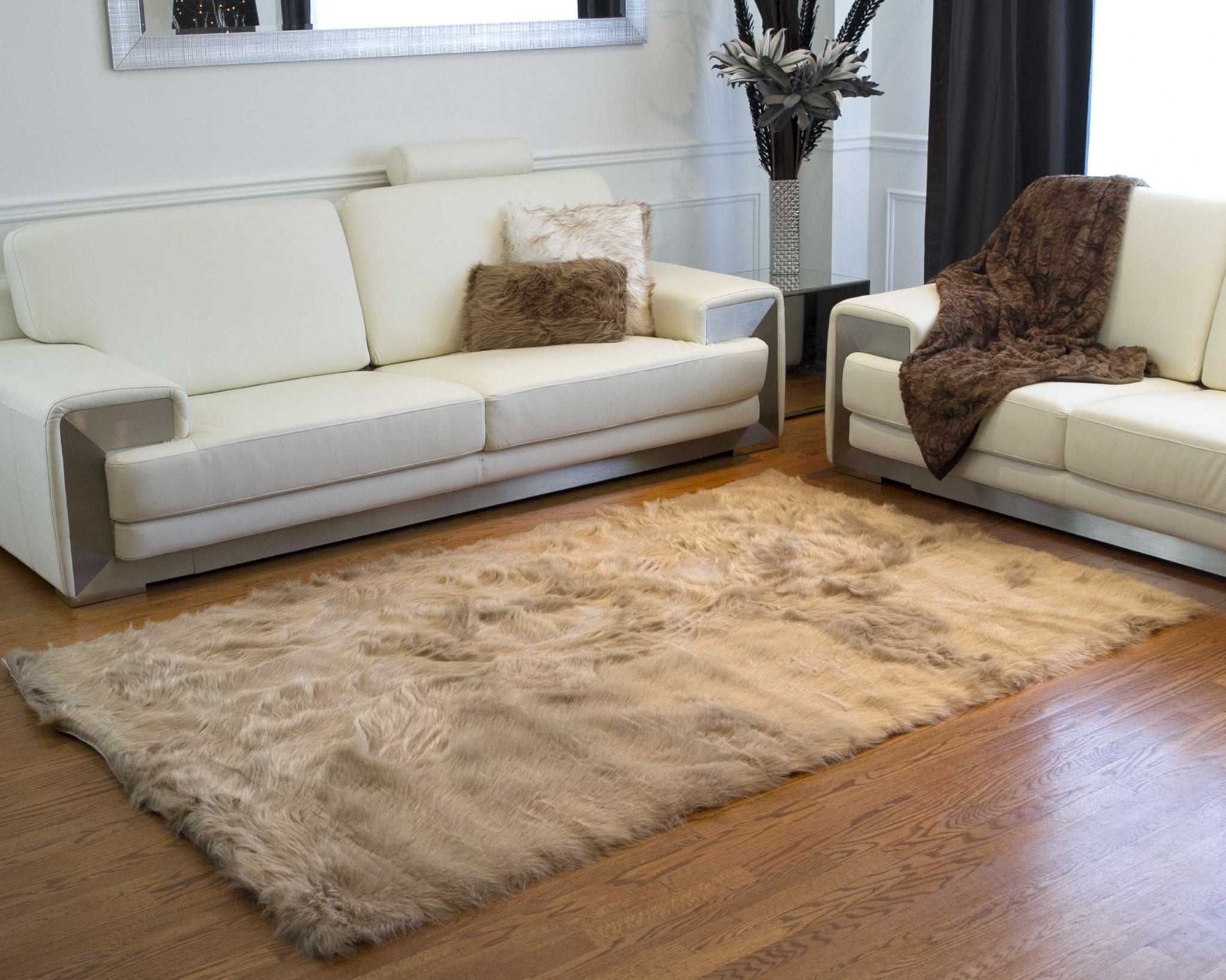 60" x 96" Off White, Sheepskin - Rug/Throw
