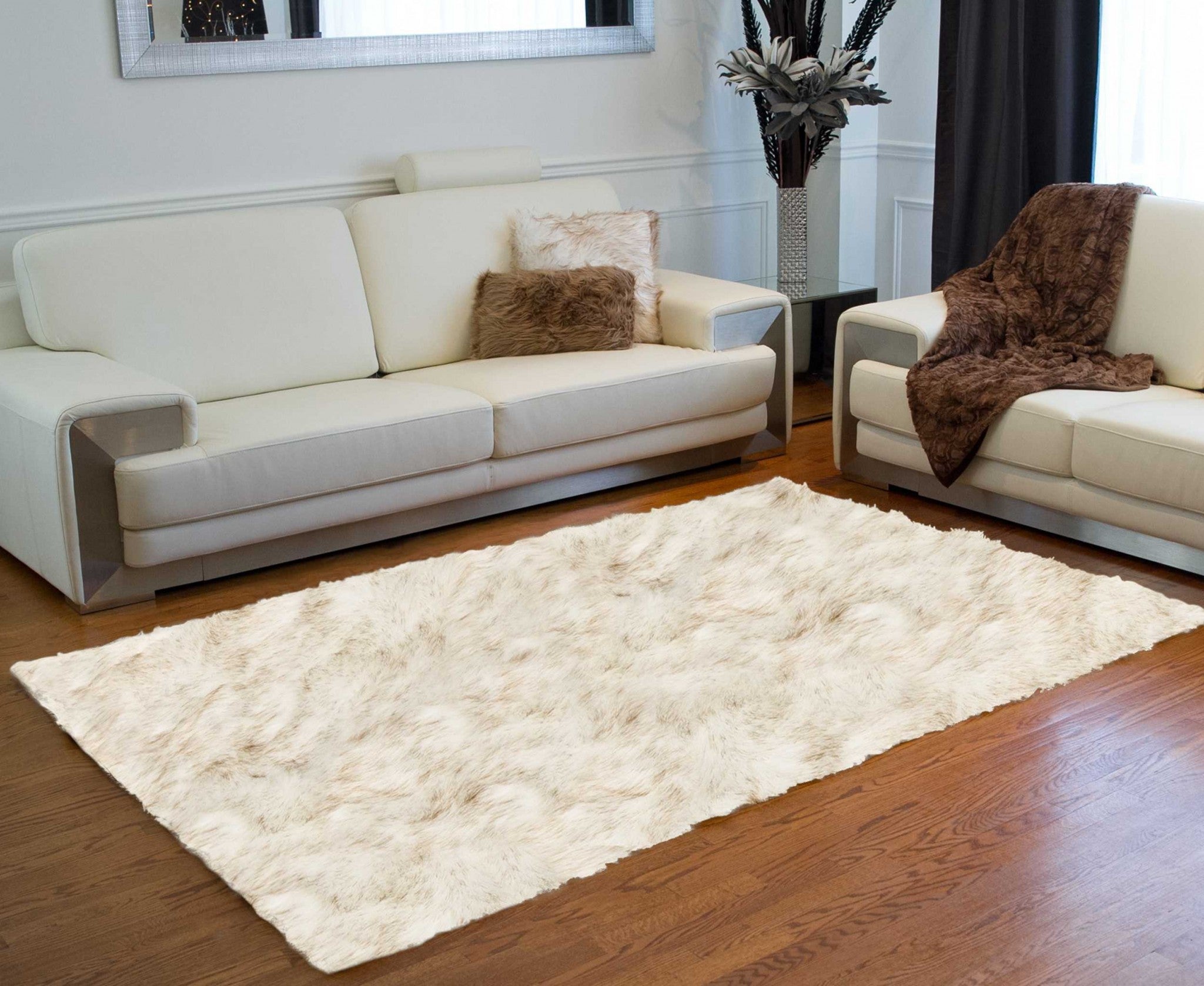 60" x 96" Tan, Sheepskin - Rug/Throw