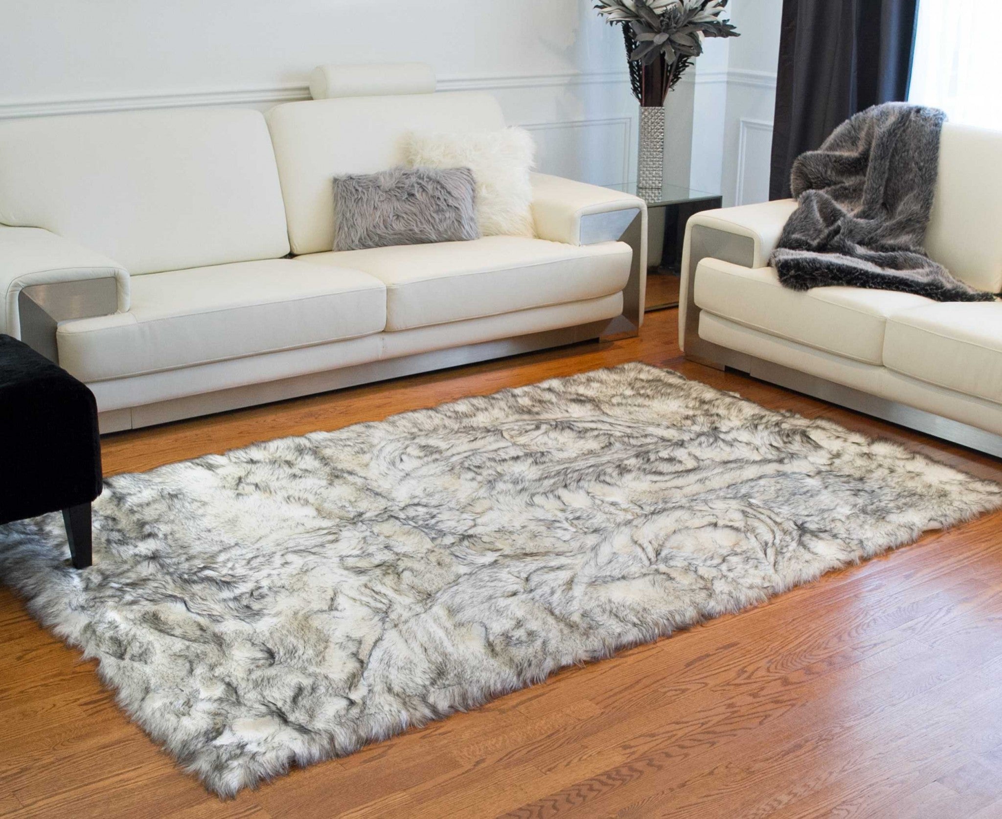 60" x 96" Gradient Gray Sheepskin - Rug/Throw