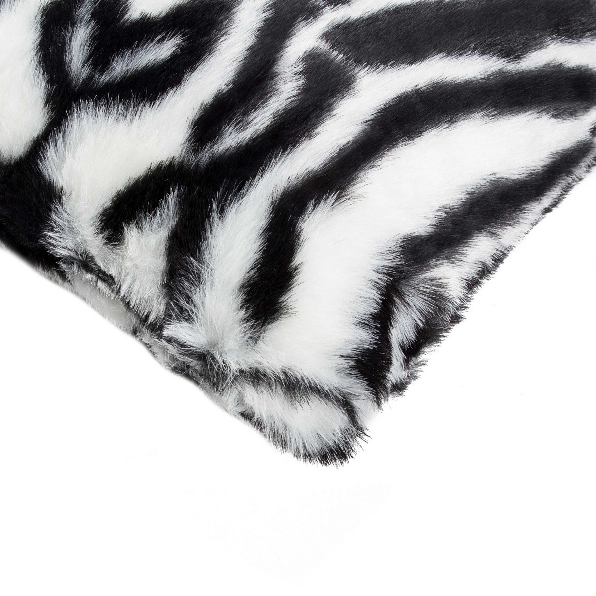 18" x 18" x 5" Zebra Black And White Faux Fur - Pillow