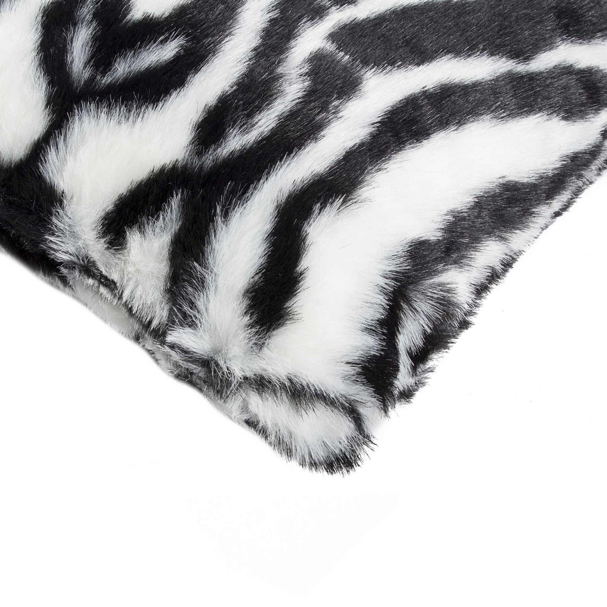12" x 20" x 5" Zebra Black & White Faux - Pillow
