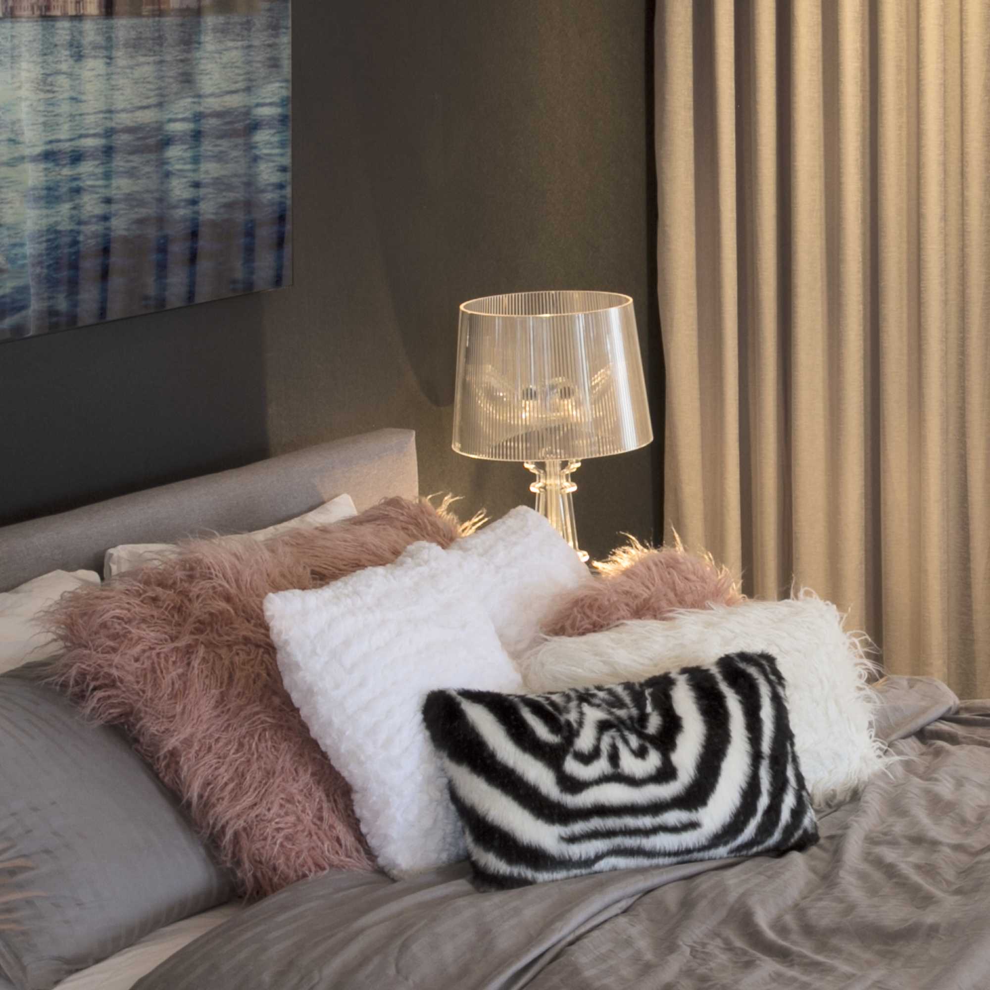 12" x 20" x 5" Zebra Black & White Faux - Pillow