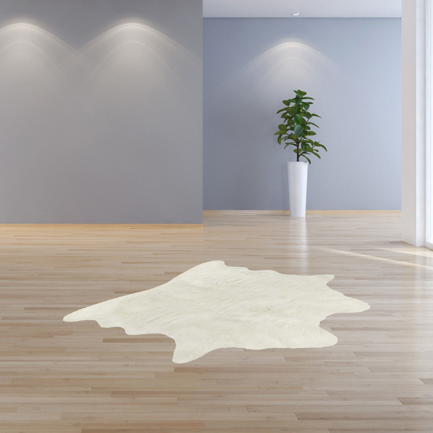 63" x 90" Off White Faux Hide Super Soft Area Rug