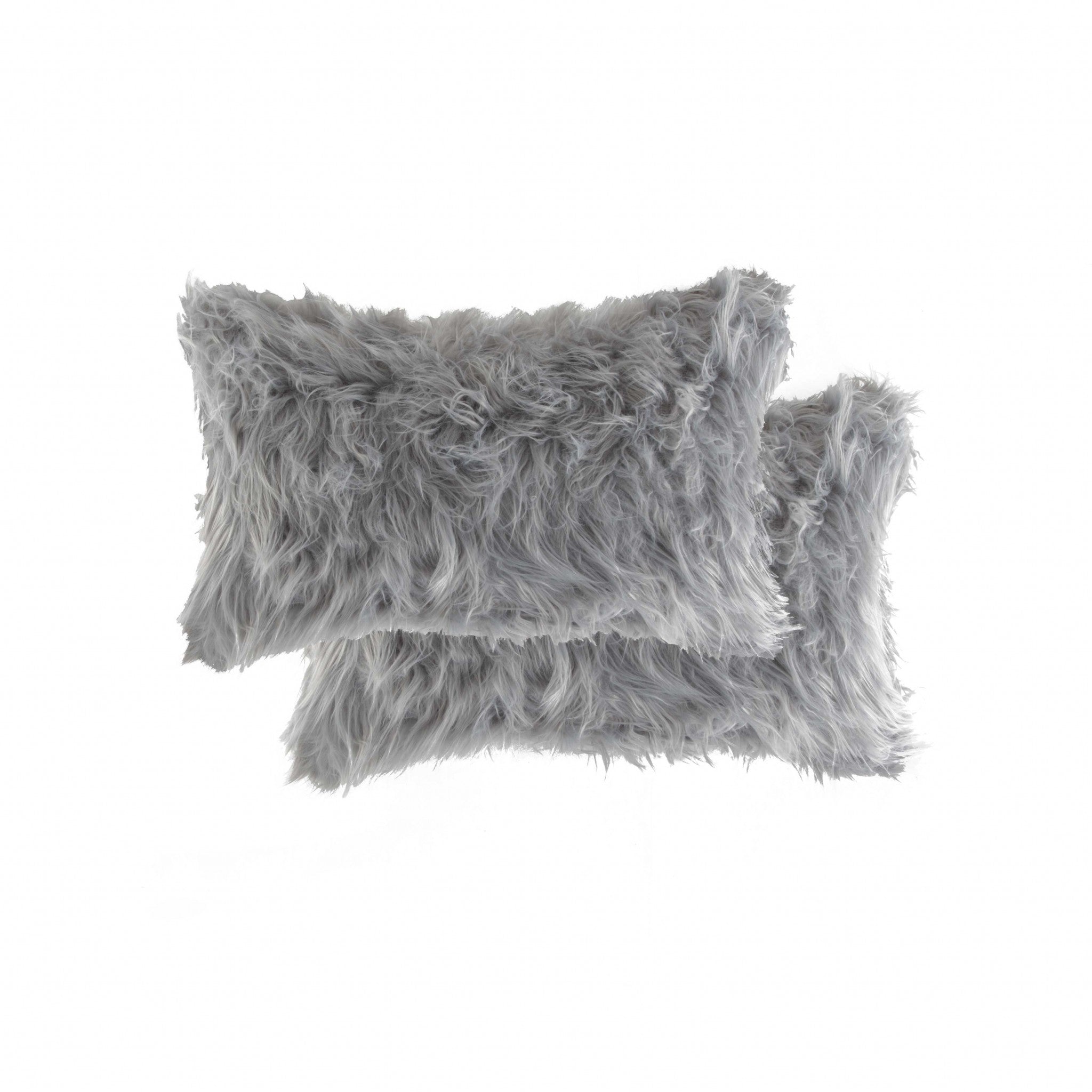 12" x 20" x 5" Gray, Faux - Pillow 2-Pack