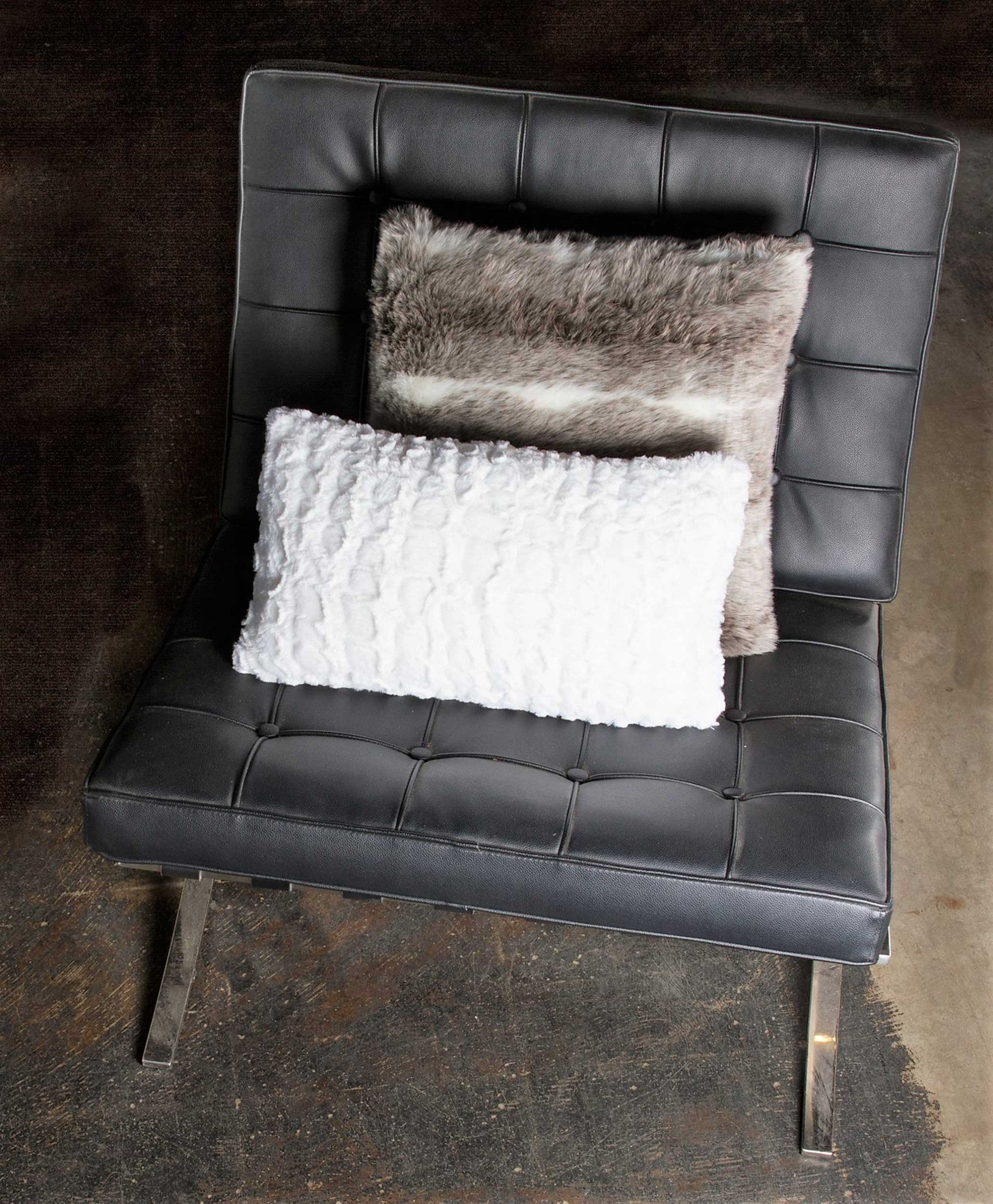 12" x 20" x 5" Ivory Mink, Faux - Pillow 2-Pack