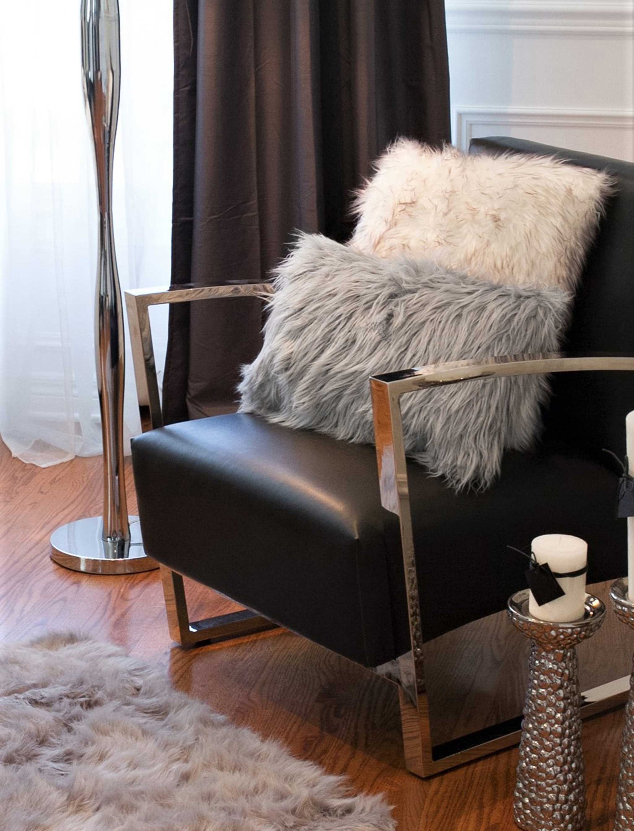 12" x 20" x 5" Sage Gray, Faux Sheepskin - Pillow