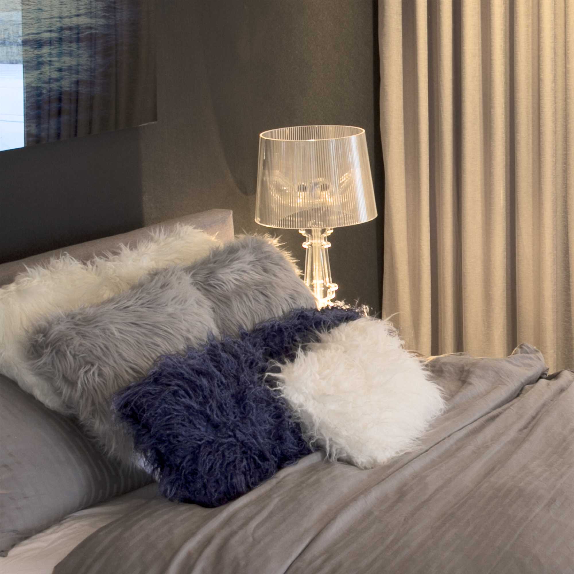 12" x 20" x 5" Ink Faux Sheepskin - Pillow