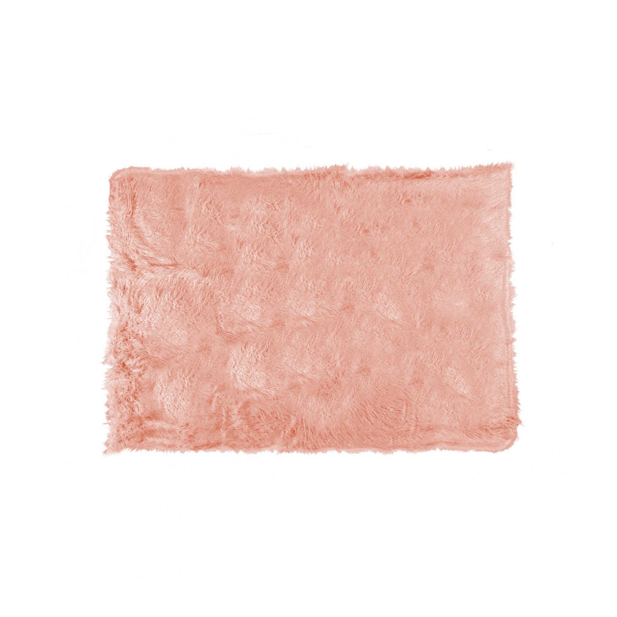 50" x 70" x 2" Dusty Rose Sheepskin Faux Fur Throw
