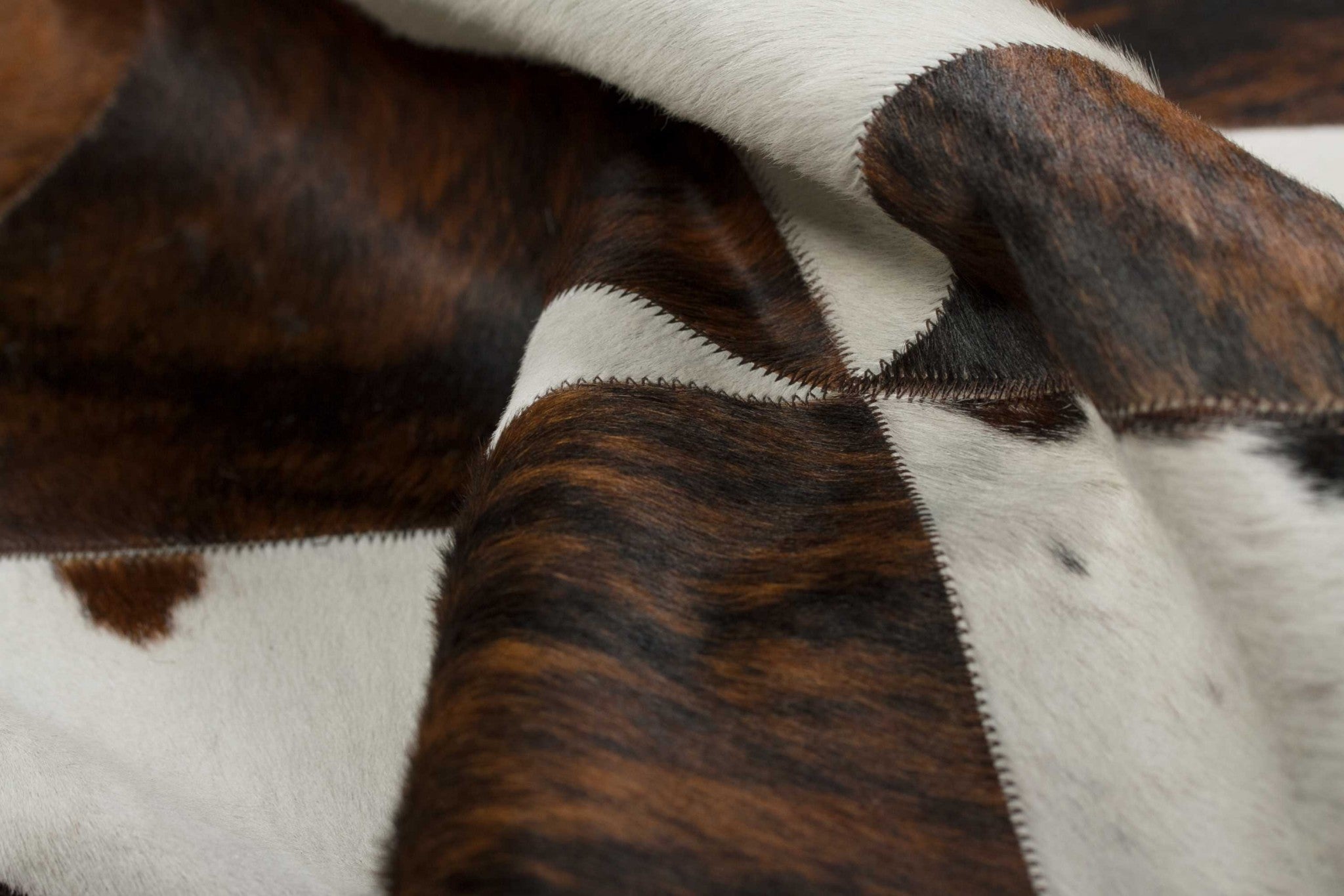 3" x 6" Chocolate And Natural Runner Stitch Cowhide - Area Rug