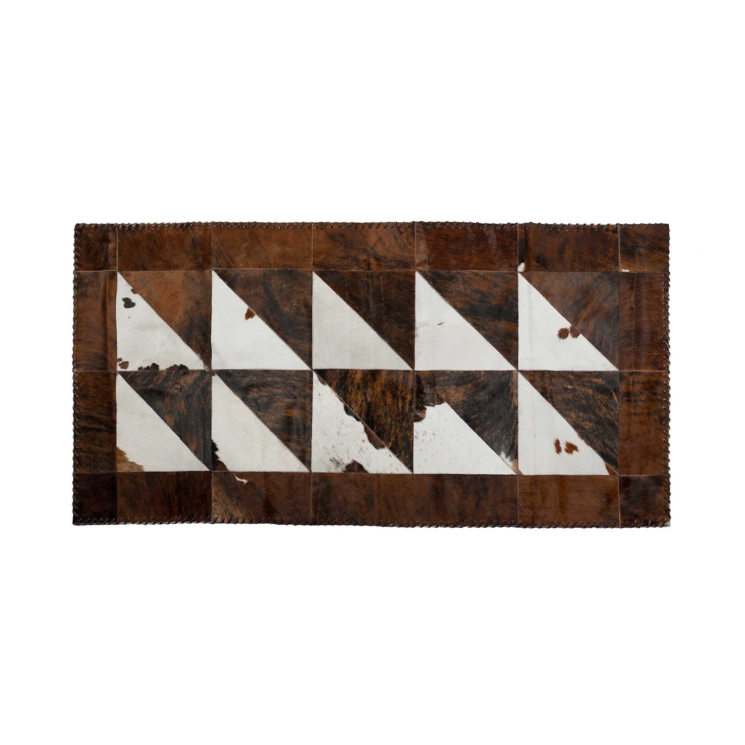 3" x 6" Chocolate And Natural Runner Stitch Cowhide - Area Rug