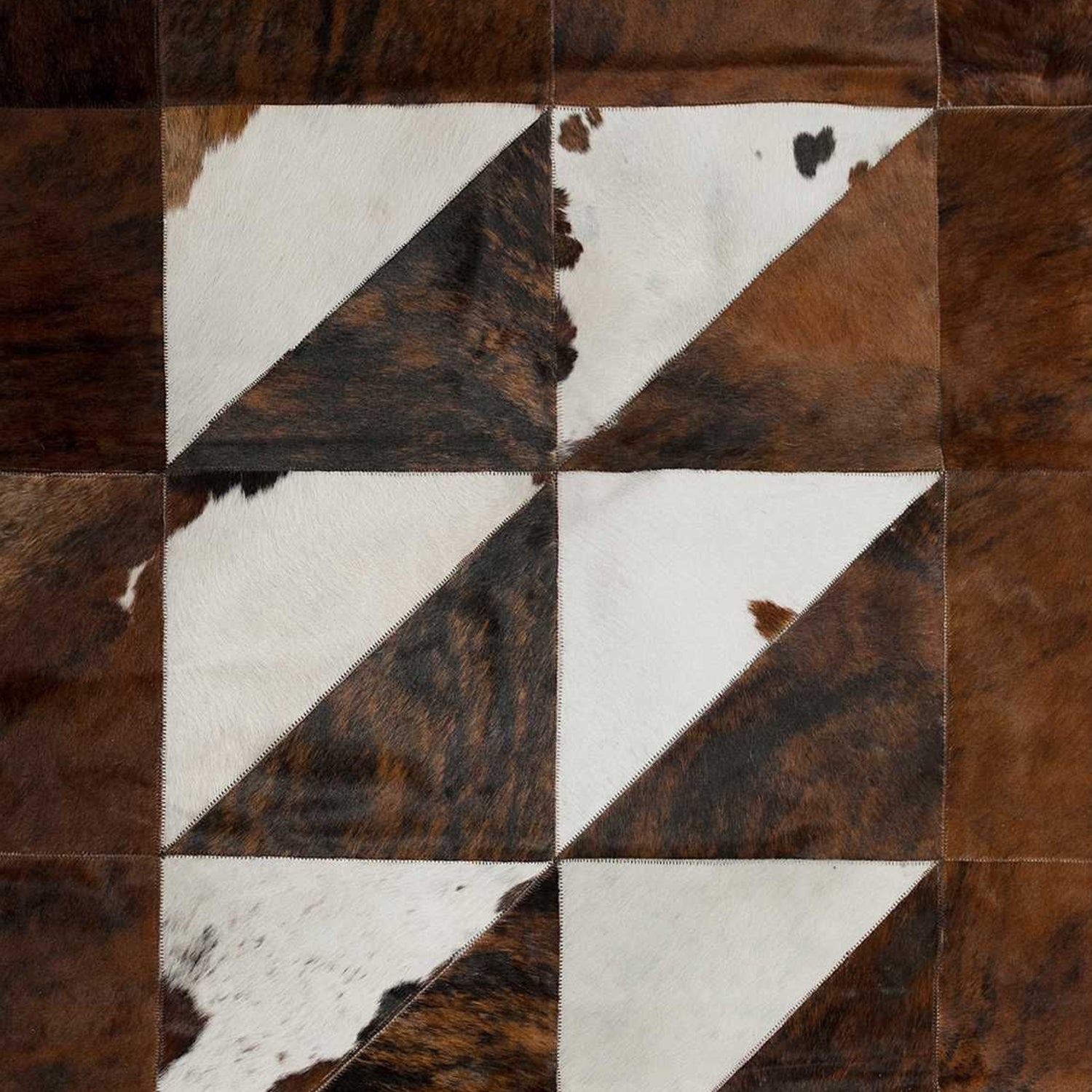 3" x 6" Chocolate And Natural Runner Stitch Cowhide - Area Rug
