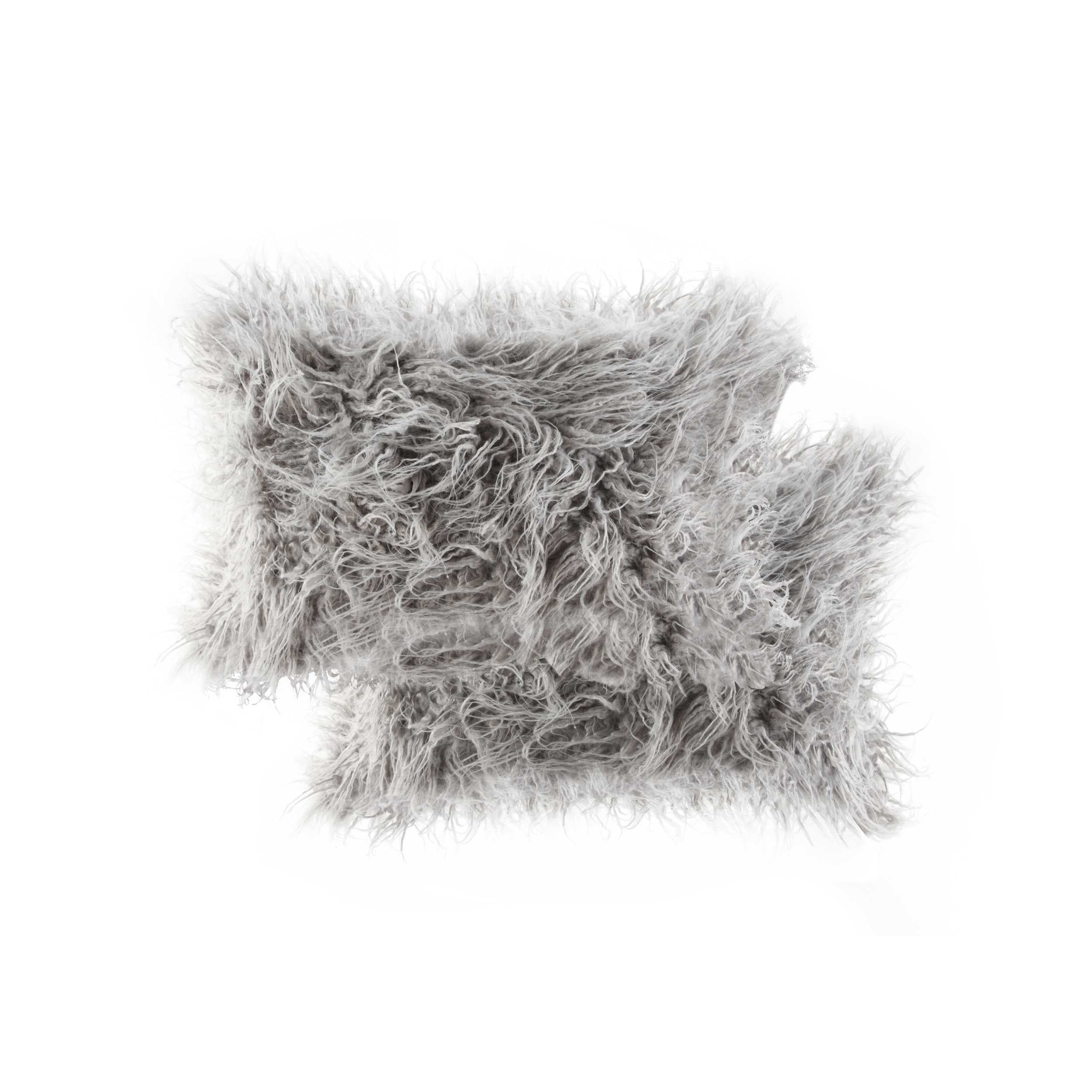 12" x 20" x 5" Sage Gray Faux Sheepskin 2-Pack - Pillow
