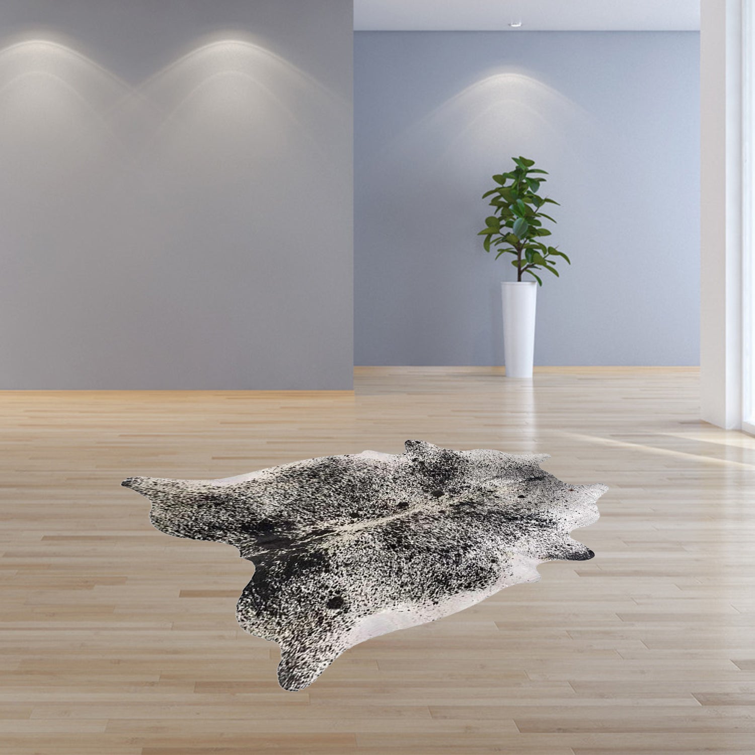 60" x 84" Salt And Pepper Black And White Cowhide - Area Rug