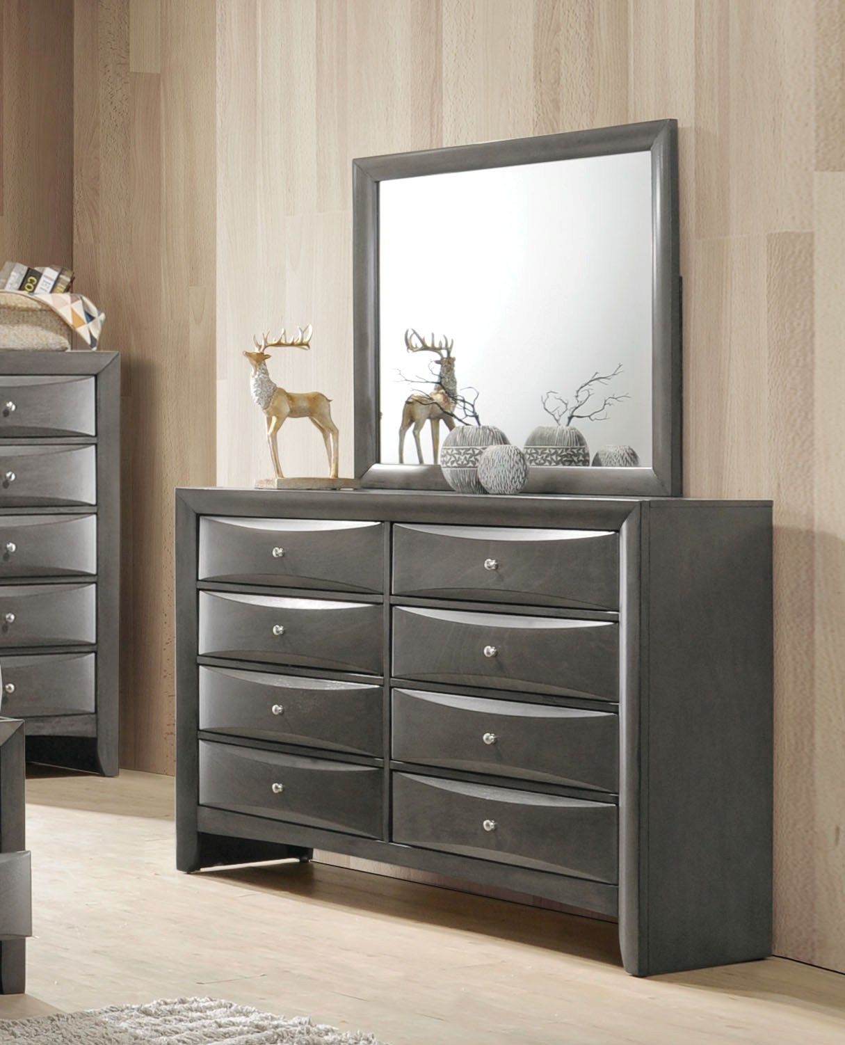 39" X 35" Gray Oak Rubber Wood Mirror
