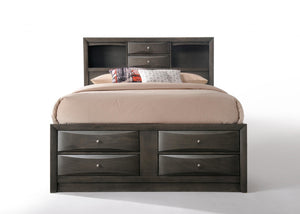 86" X 57" X 56" Gray Oak Rubber Wood Full Storage Bed