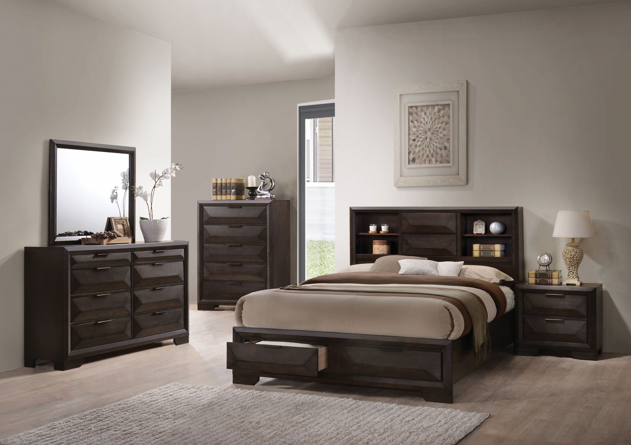 34" X 17" X 51" Espresso Rubber Wood Chest