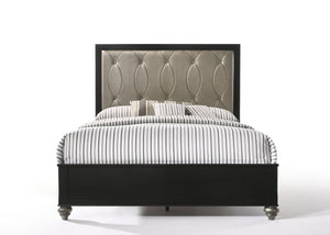 89" X 64" X 58" Copper Leatherette And Black Pu Queen Bed