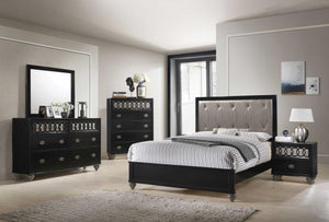 89" X 64" X 58" Copper Leatherette And Black Pu Queen Bed