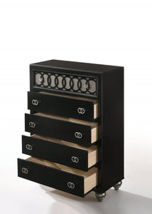 35" X 16" X 50" Nickel Brushed and Black Wood Chest