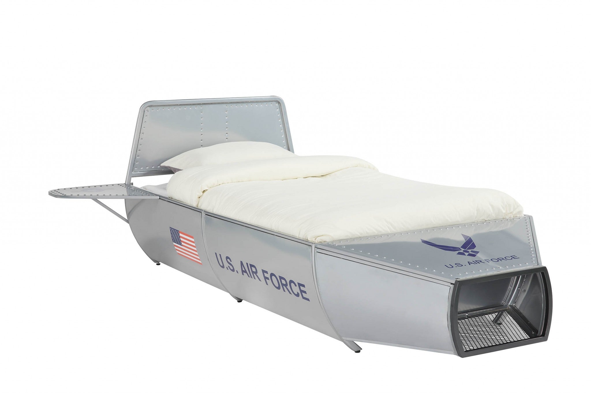 96" X 75" X 36" Silver Metal Twin Storage Bed