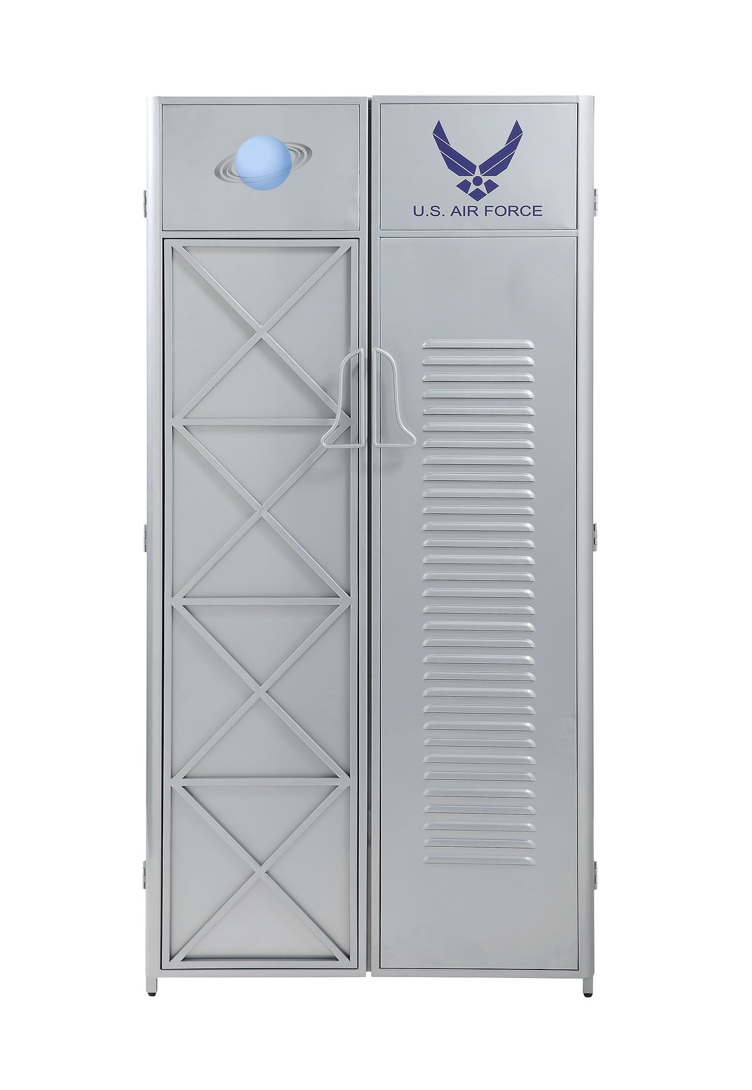 32" X 22" X 64" Silver Metal Wardrobe