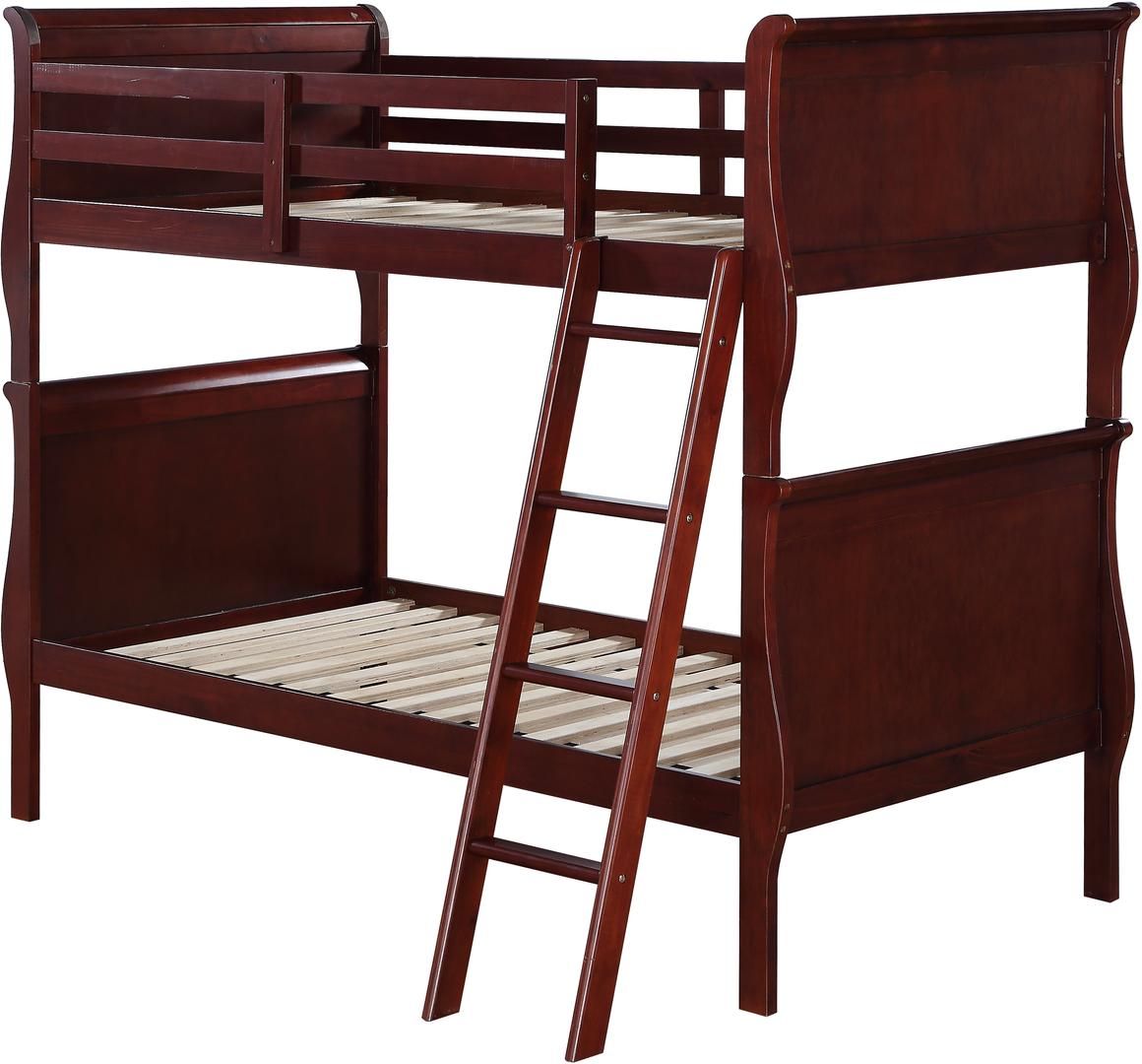 84" X 41" X 69" Cherry Pine Wood Twin Over Twin Bunk Bed