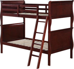 84" X 41" X 69" Cherry Pine Wood Twin Over Twin Bunk Bed
