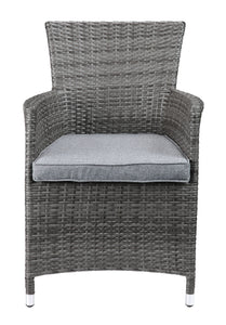 24" X 24" X 35" 3Pc Gray Fabric And Wicker Patio Bistro Set