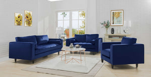 88" X 38" X 35" Navy Velvet Sofa w/2 Pillows
