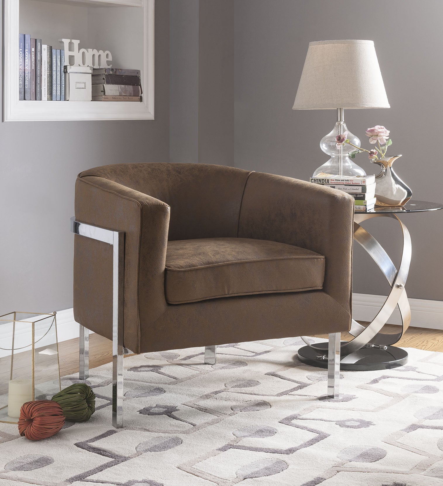 31" X 32" X 29" Brown Edgy Accent Chair