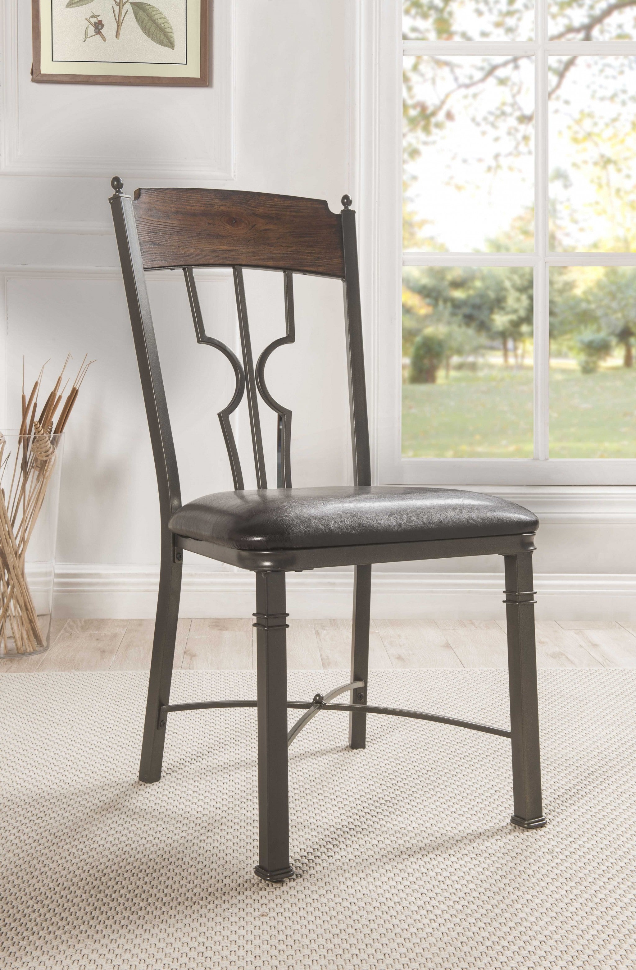 20" X 23" 39" 2pc Espresso And Dark Bronze Side Chair