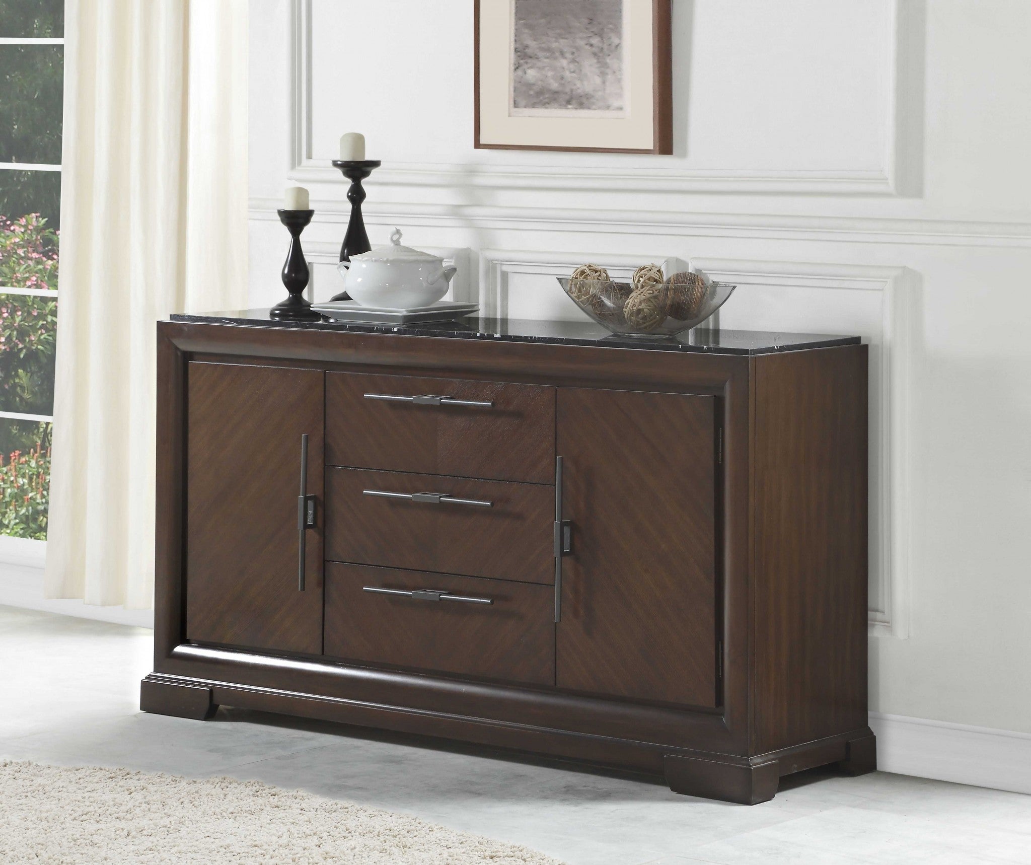 48" X 29" X 34" Marble And Tobacco Server