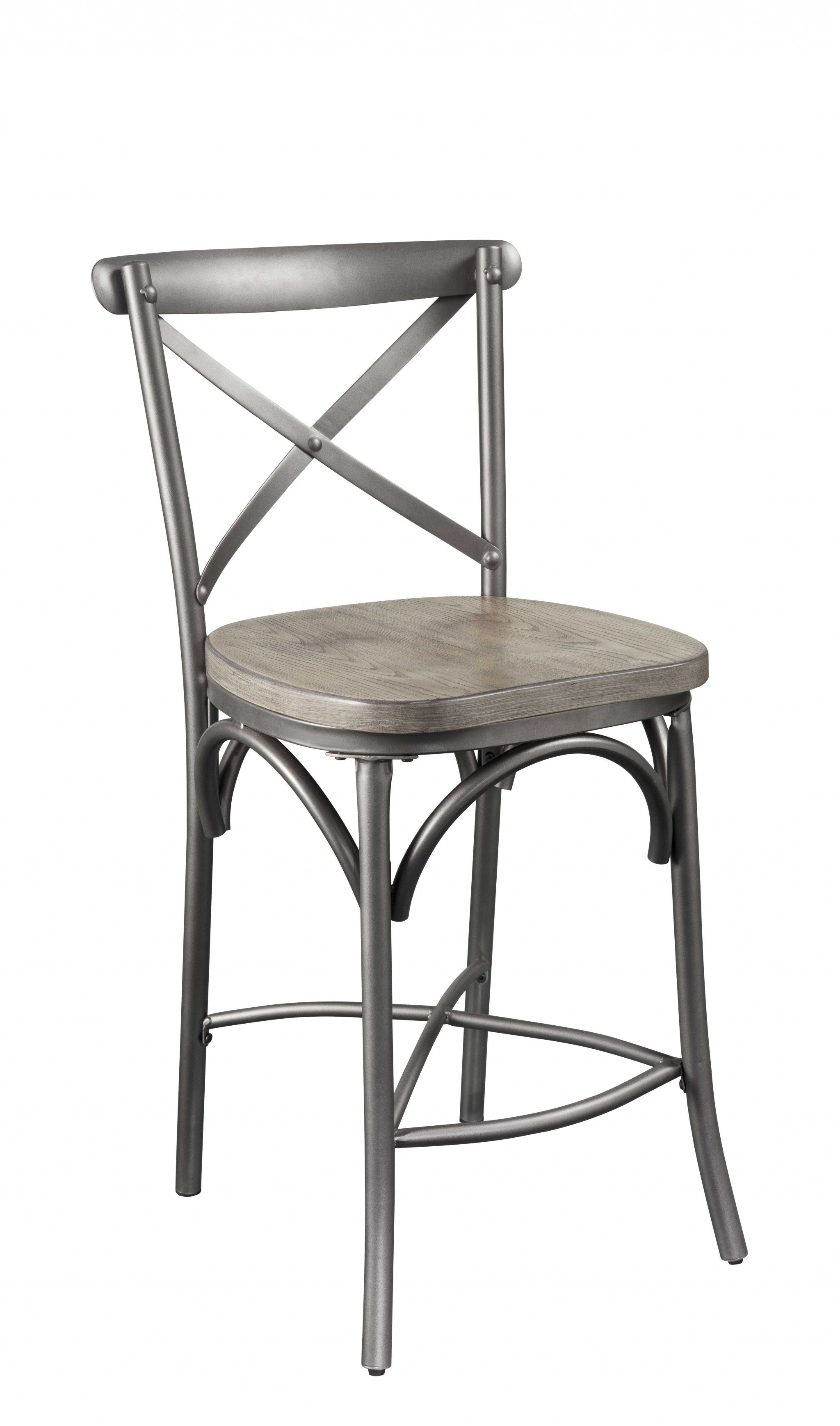 22" X 20" X 40" 2pc Gray Oak And Sandy Gray Counter Height Chair