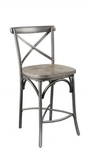 22" X 20" X 40" 2pc Gray Oak And Sandy Gray Counter Height Chair