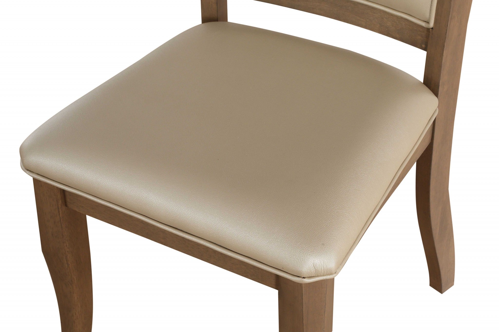 23" X 19" X 40" 2pc Beige Leatherette And Gray Oak Side Chair