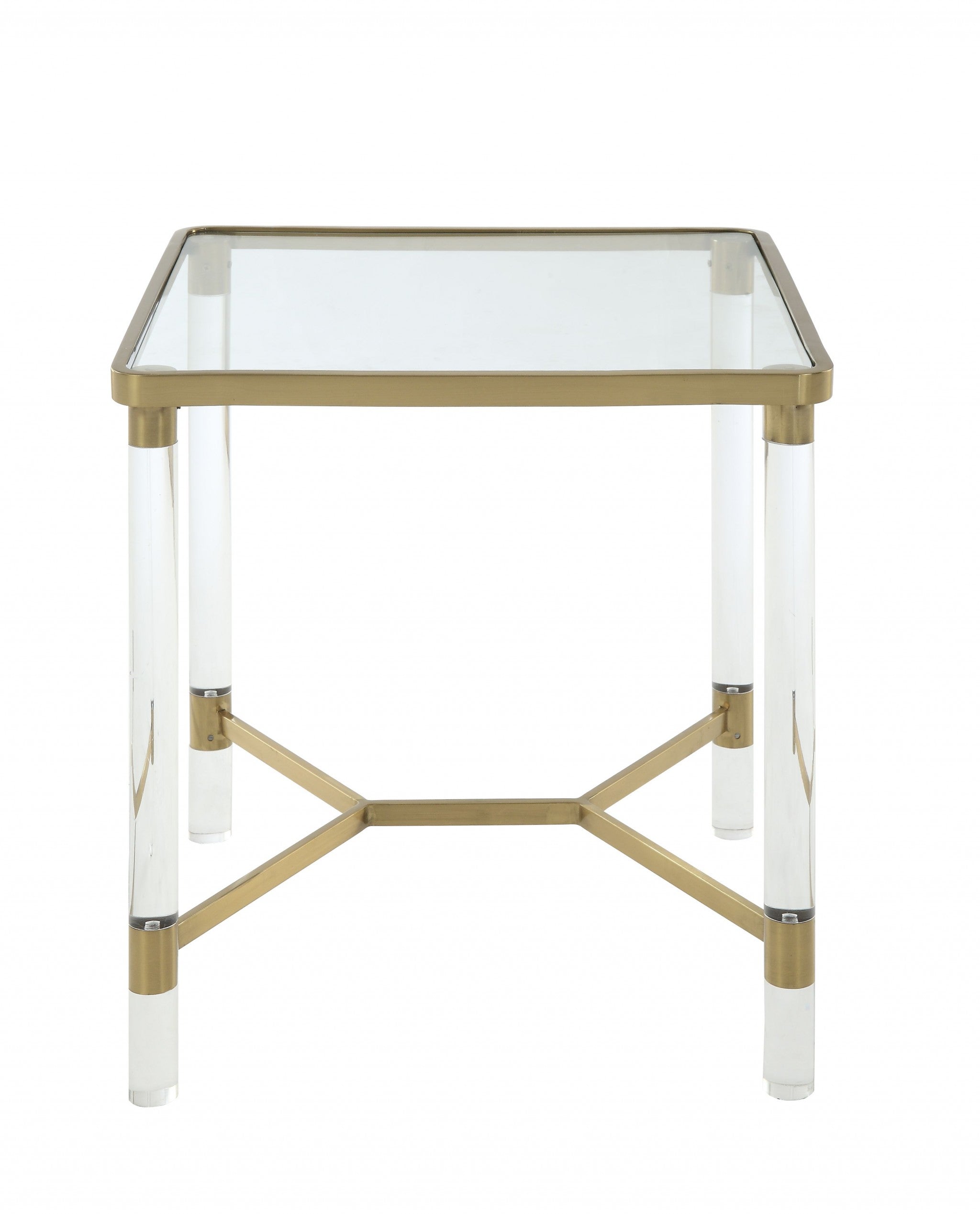 20" X 20" X 24" Stainless Steel, Clear Acrylic And Glass End Table