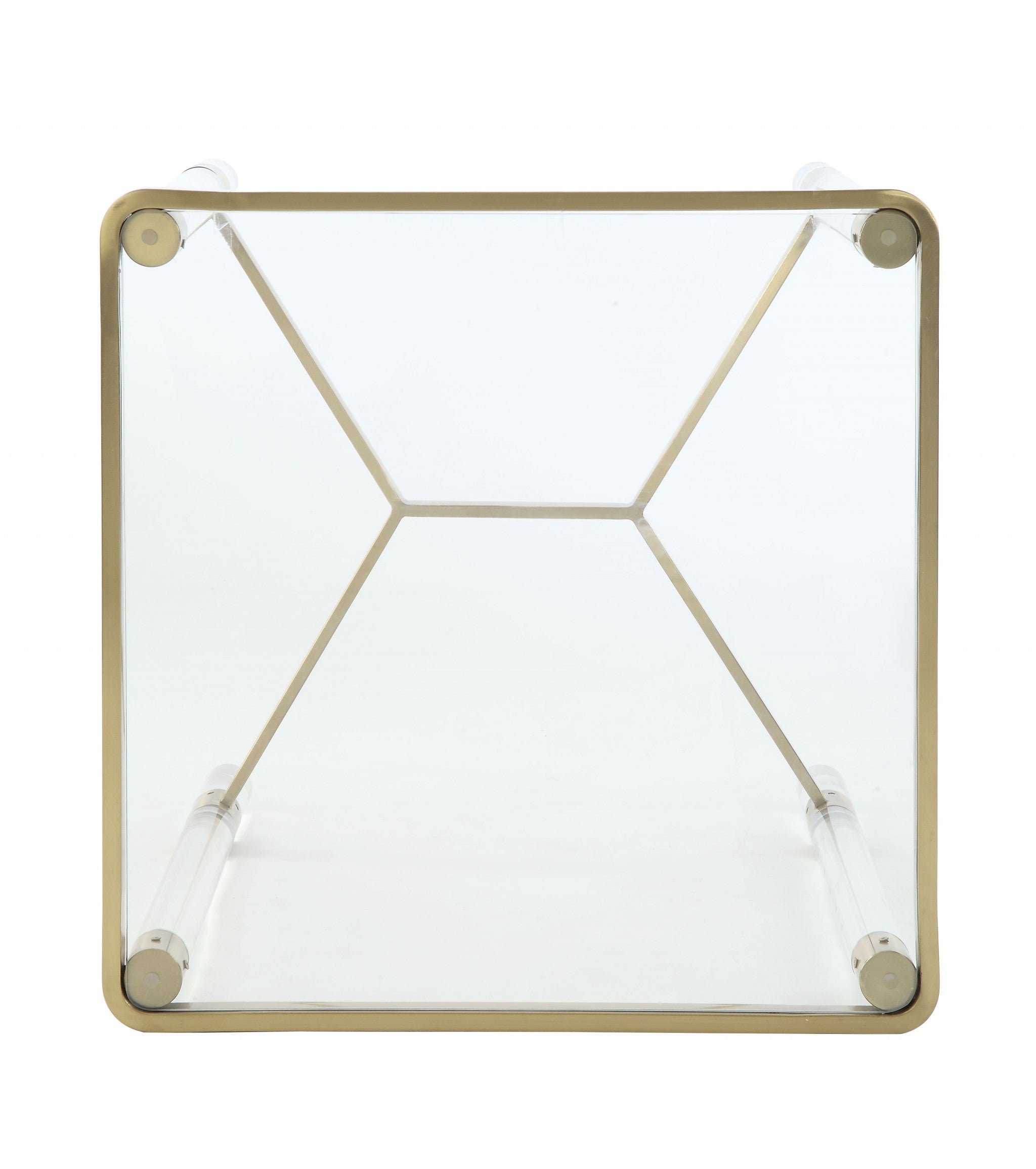 20" X 20" X 24" Stainless Steel, Clear Acrylic And Glass End Table