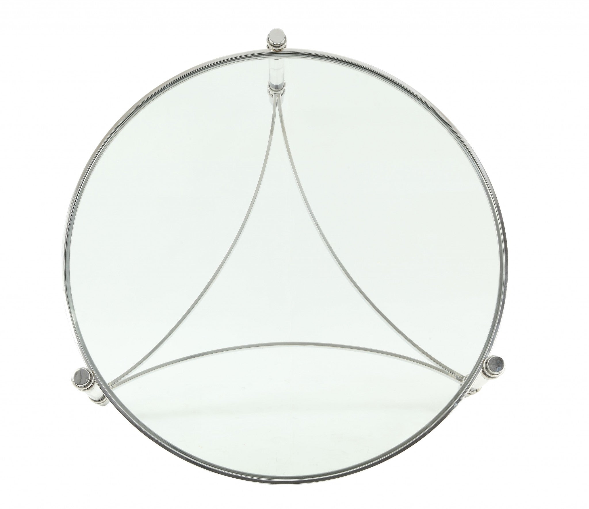 41" X 41" X 17" Clear Acrylic, Stainless Steel And Clear Glass Coffee Table