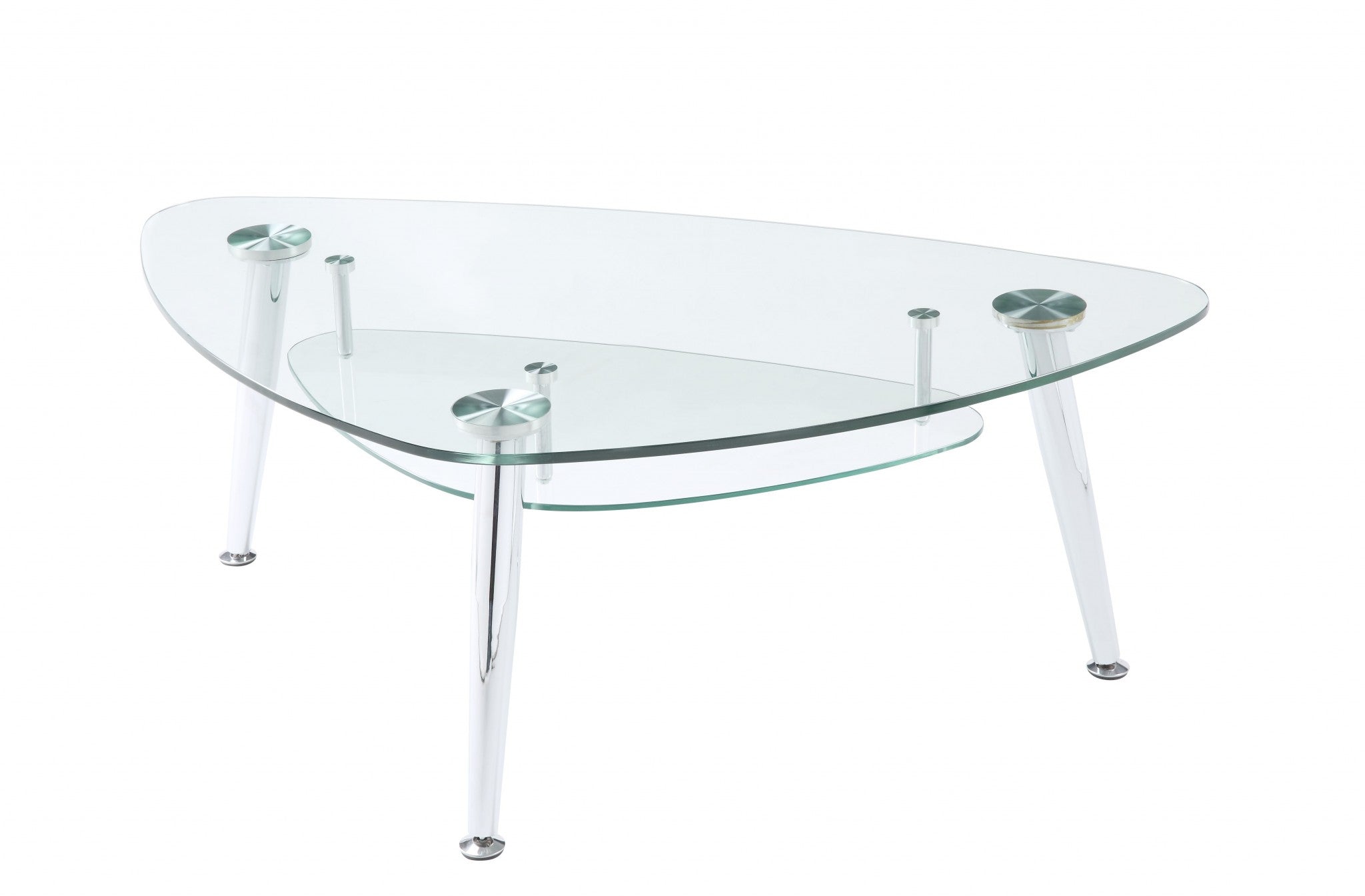 50" X 30" X 18" Chrome And Clear Glass Coffee Table