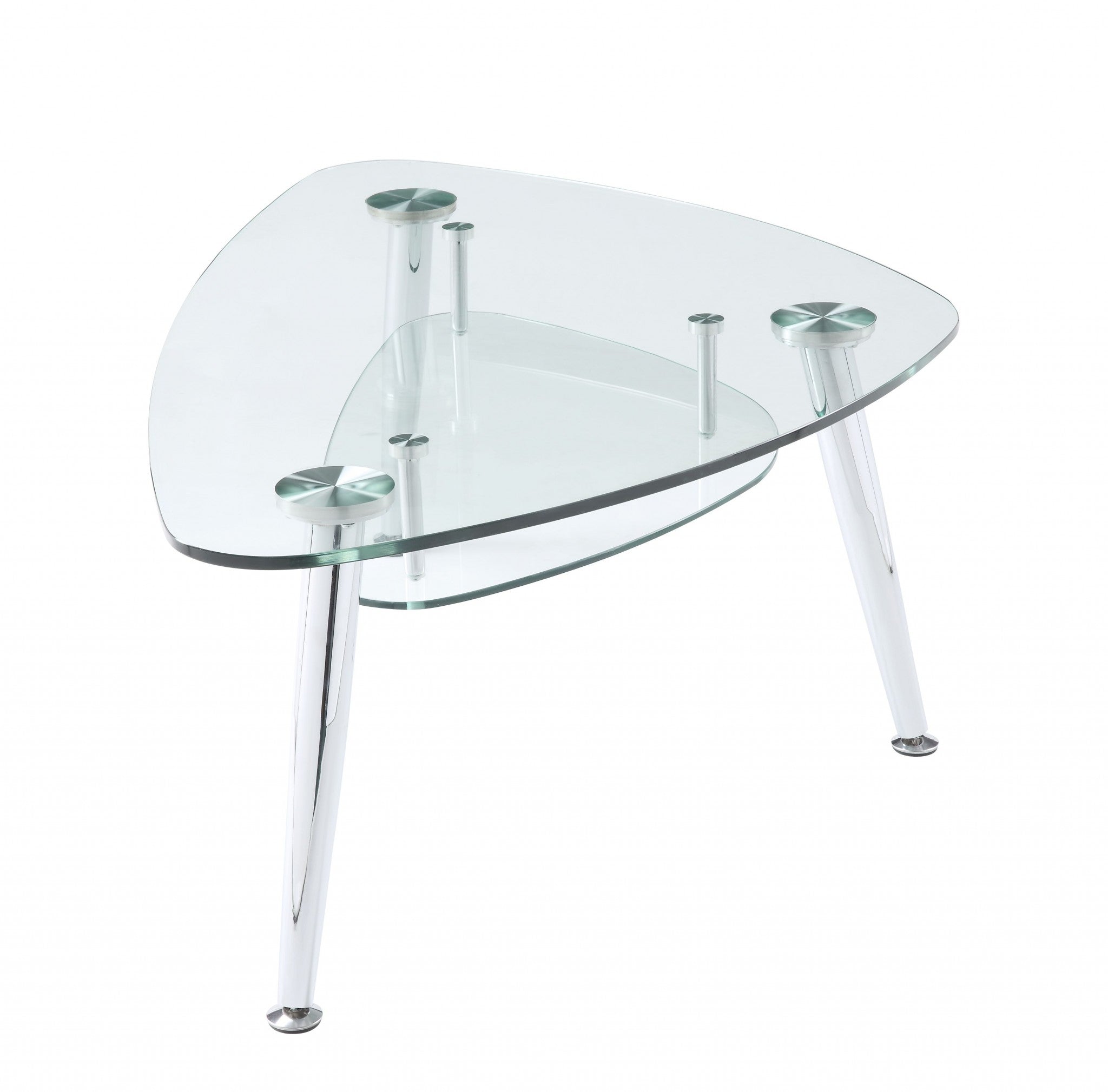 50" X 30" X 18" Chrome And Clear Glass Coffee Table