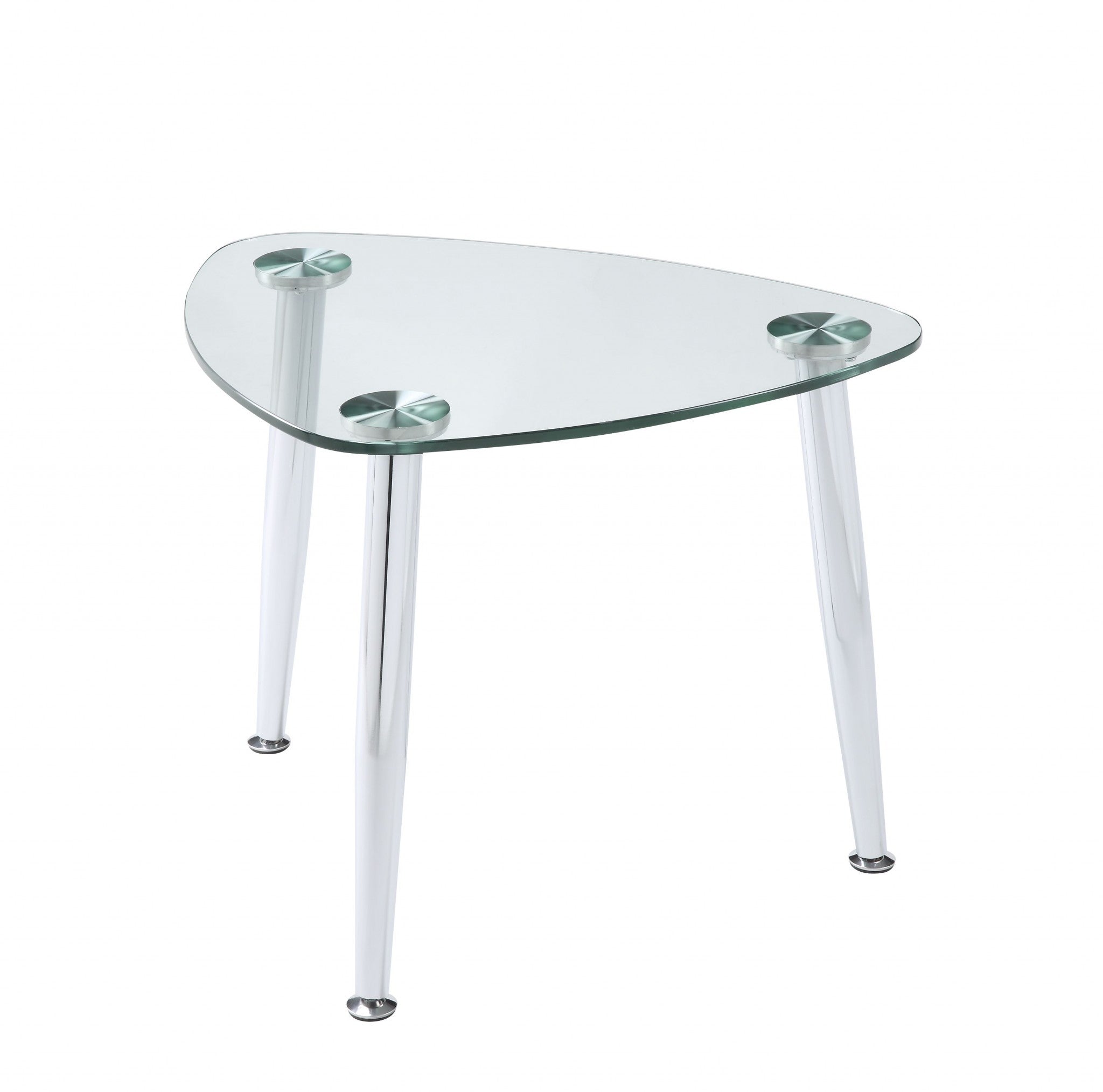 30" X 24" X 23" Chrome And Clear Glass End Table
