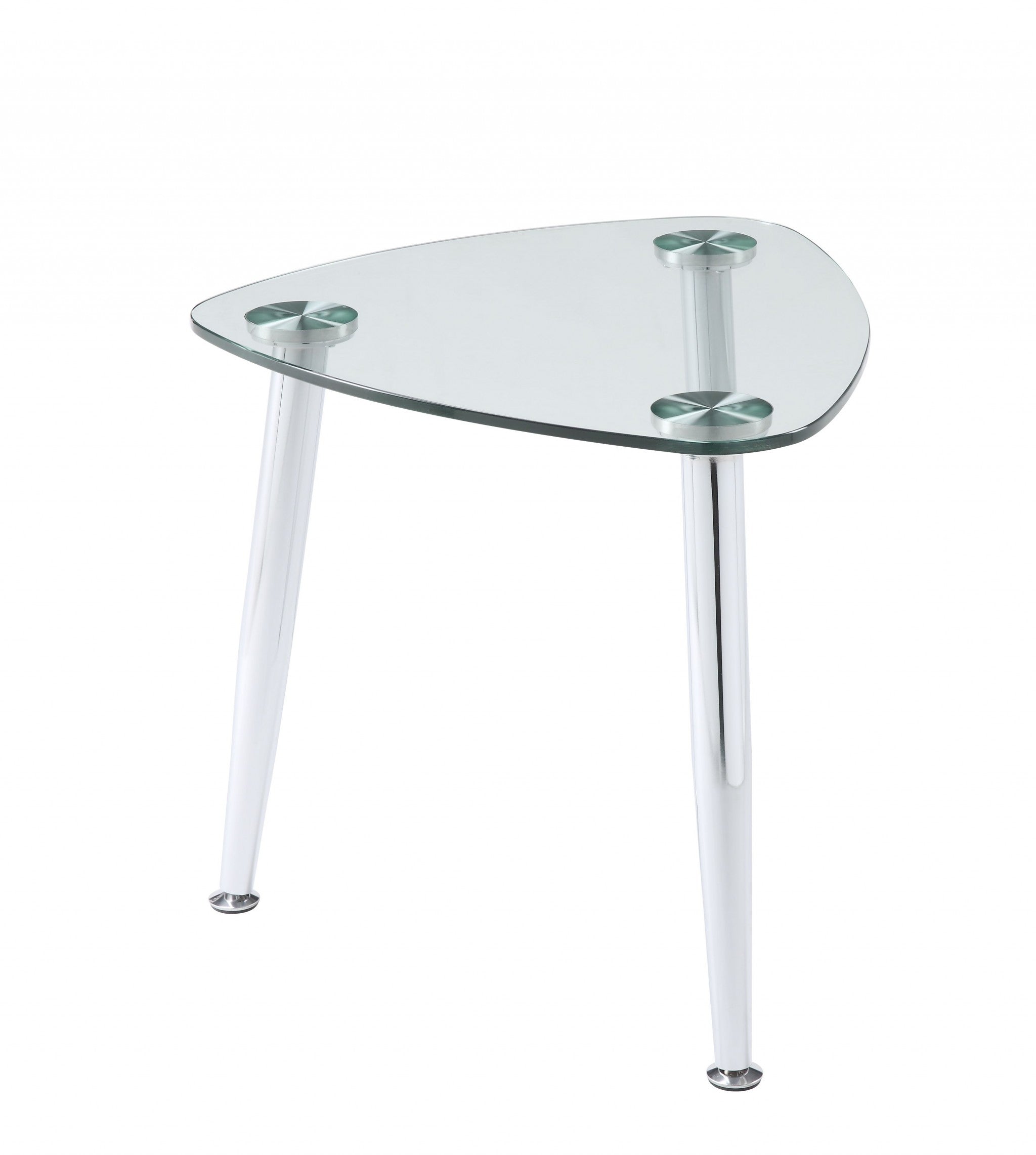 30" X 24" X 23" Chrome And Clear Glass End Table
