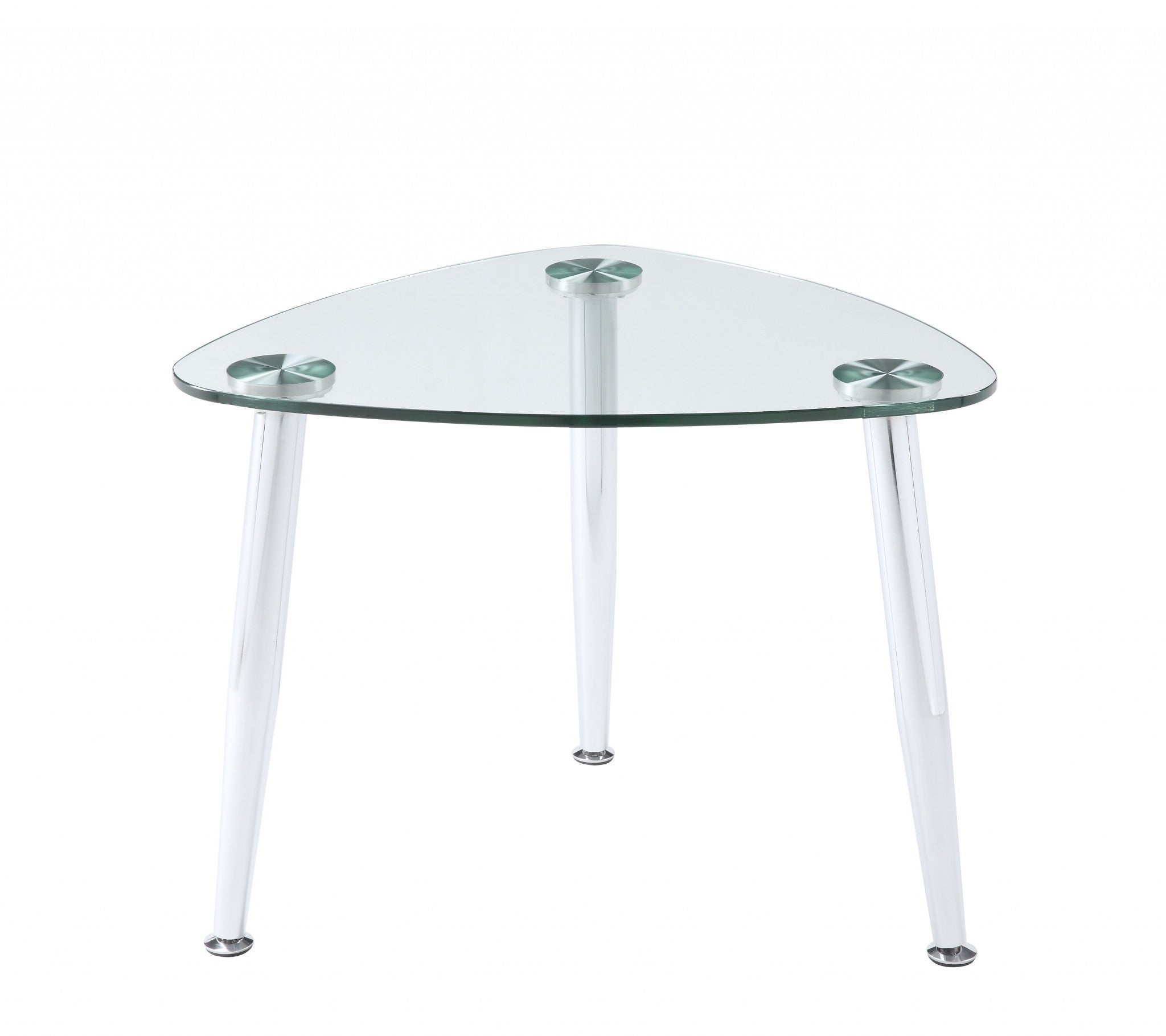30" X 24" X 23" Chrome And Clear Glass End Table